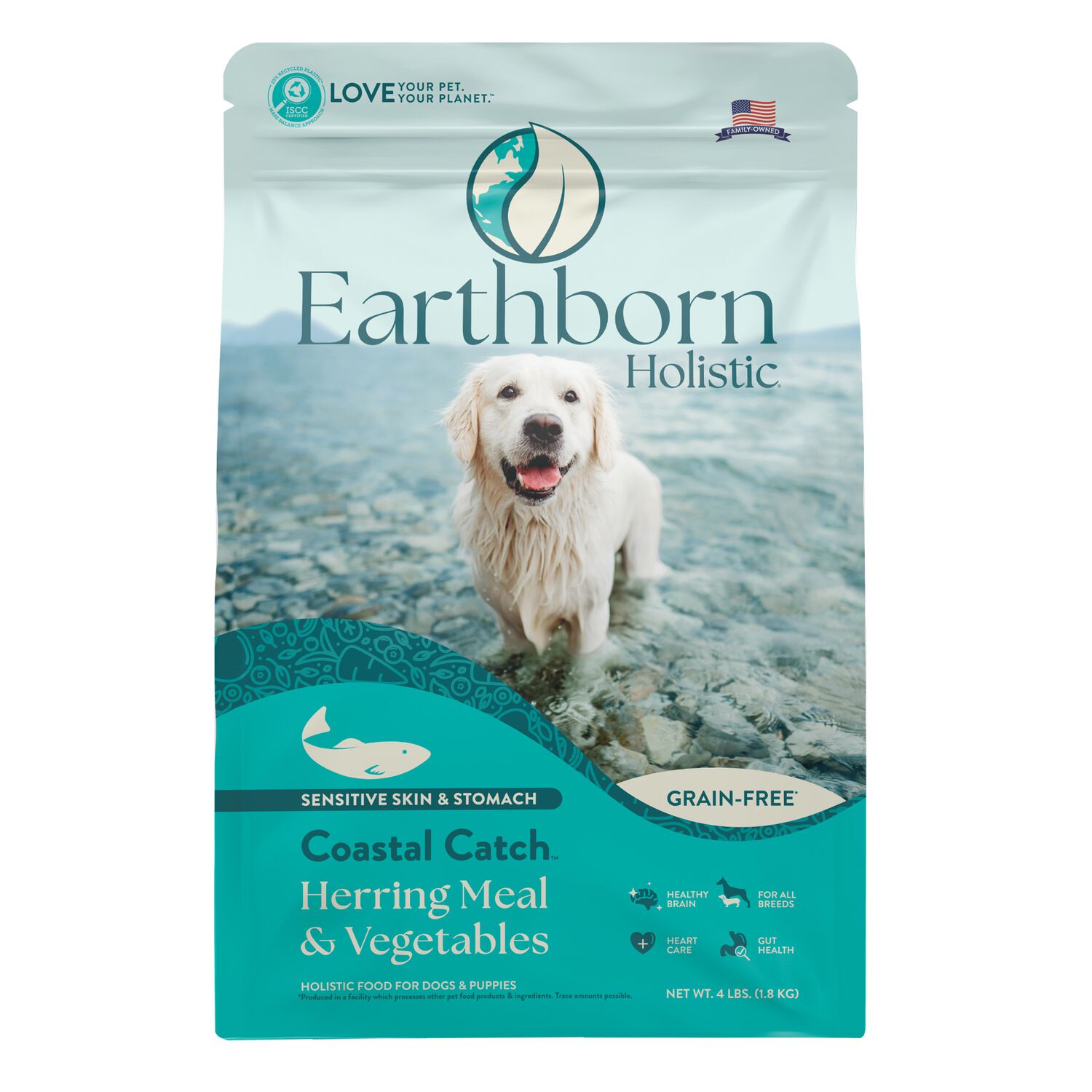 Earthborn Holistic Coastal Catch Grain-Free Dry Dog Food Herring Meal & Vegetables 4-Lb Bag