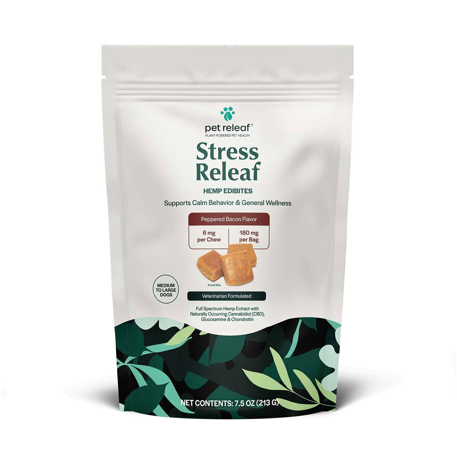 Pet Releaf Stress Releaf Cbd Edibites Dog Chews, Bacon Flavor, 7.5-Oz