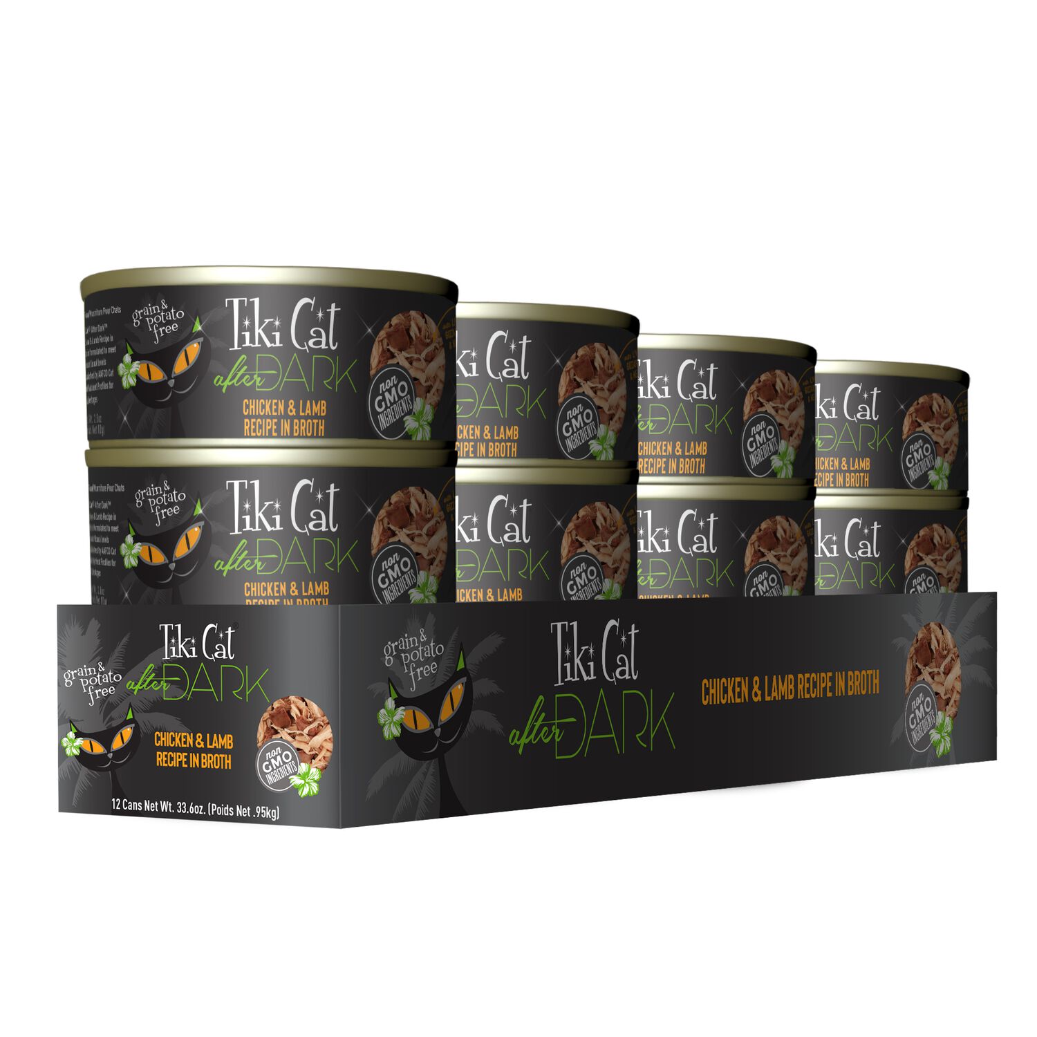 Tiki Cat After Dark Whole Foods Wet Cat Food, Chicken & Lamb, 2.8-Oz Can 12-Count