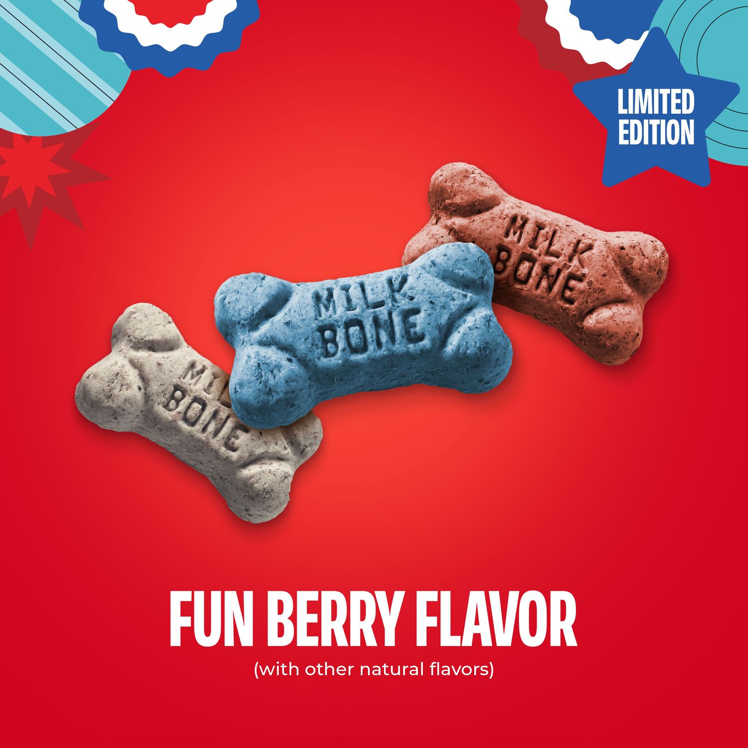 Milk-Bone Mini&rsquo;S Red, White & Woof Crunchy Biscuit Dog Treats, Mixed Berry Flavor, 12-Oz Bag