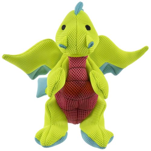 Go Dog Dragons Plush Squeaky Dog Toy With Double Chew Guard - Green