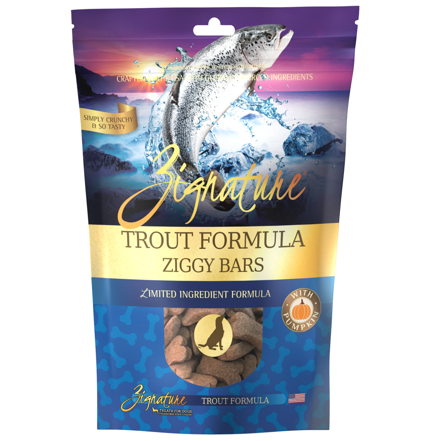 Zignature Trout Formula Ziggy Bars Biscuit Dog Treats