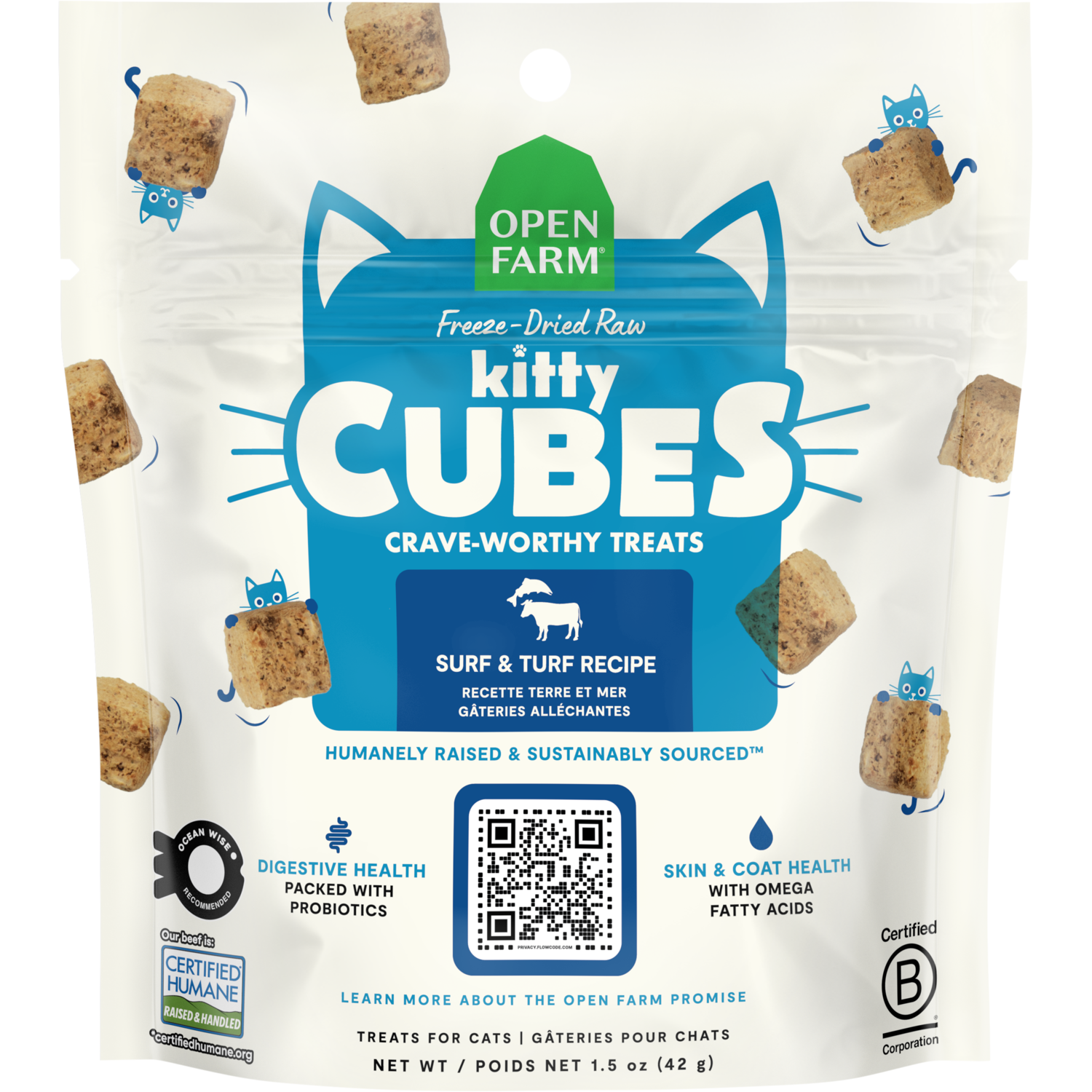 Open Farm Kitty Cube Surf & Turf Freeze-Dried Cat Treats, 1.5-Oz