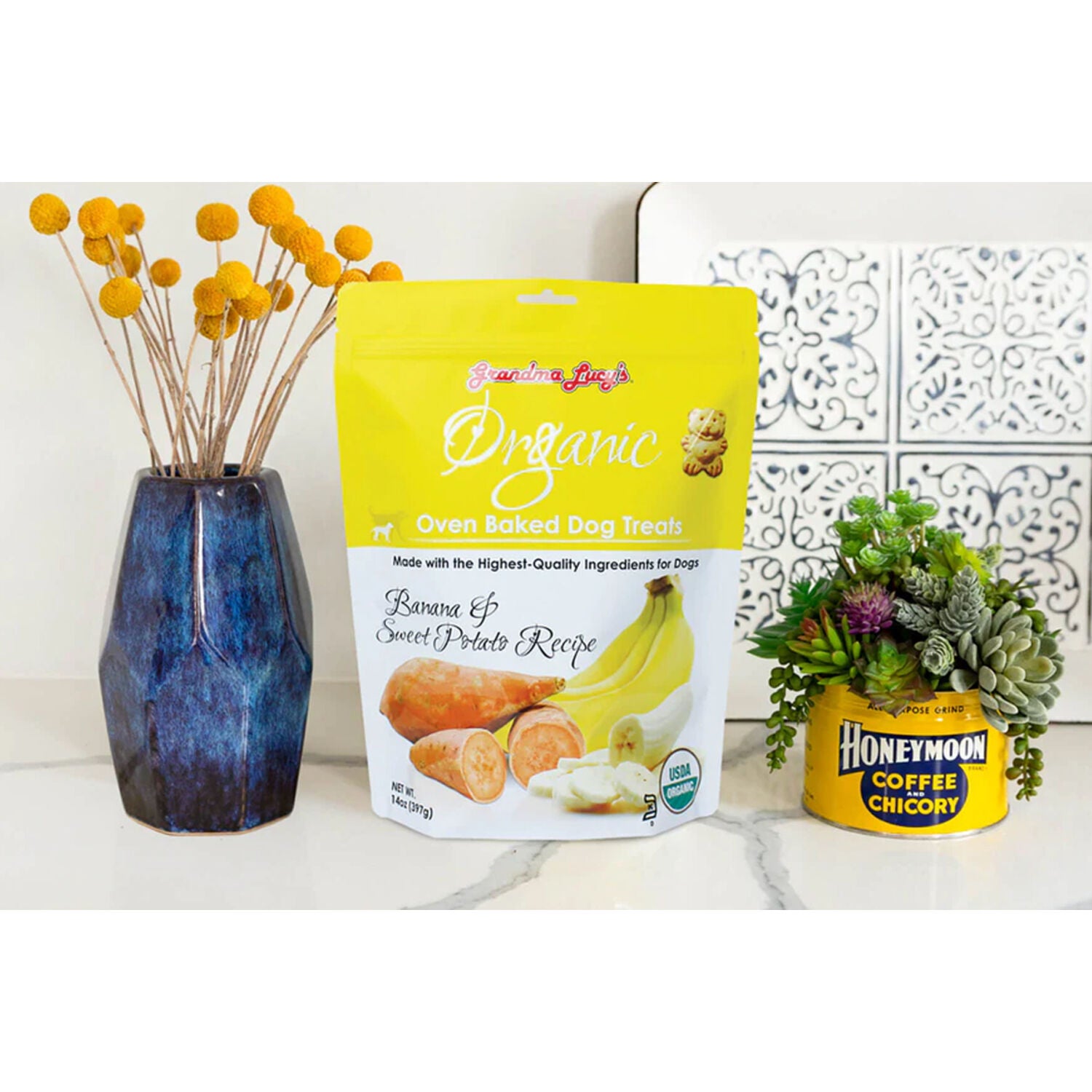 Grandma Lucys Organic Baked Dog Treats, Banana & Sweet Potato Recipe - 14Oz
