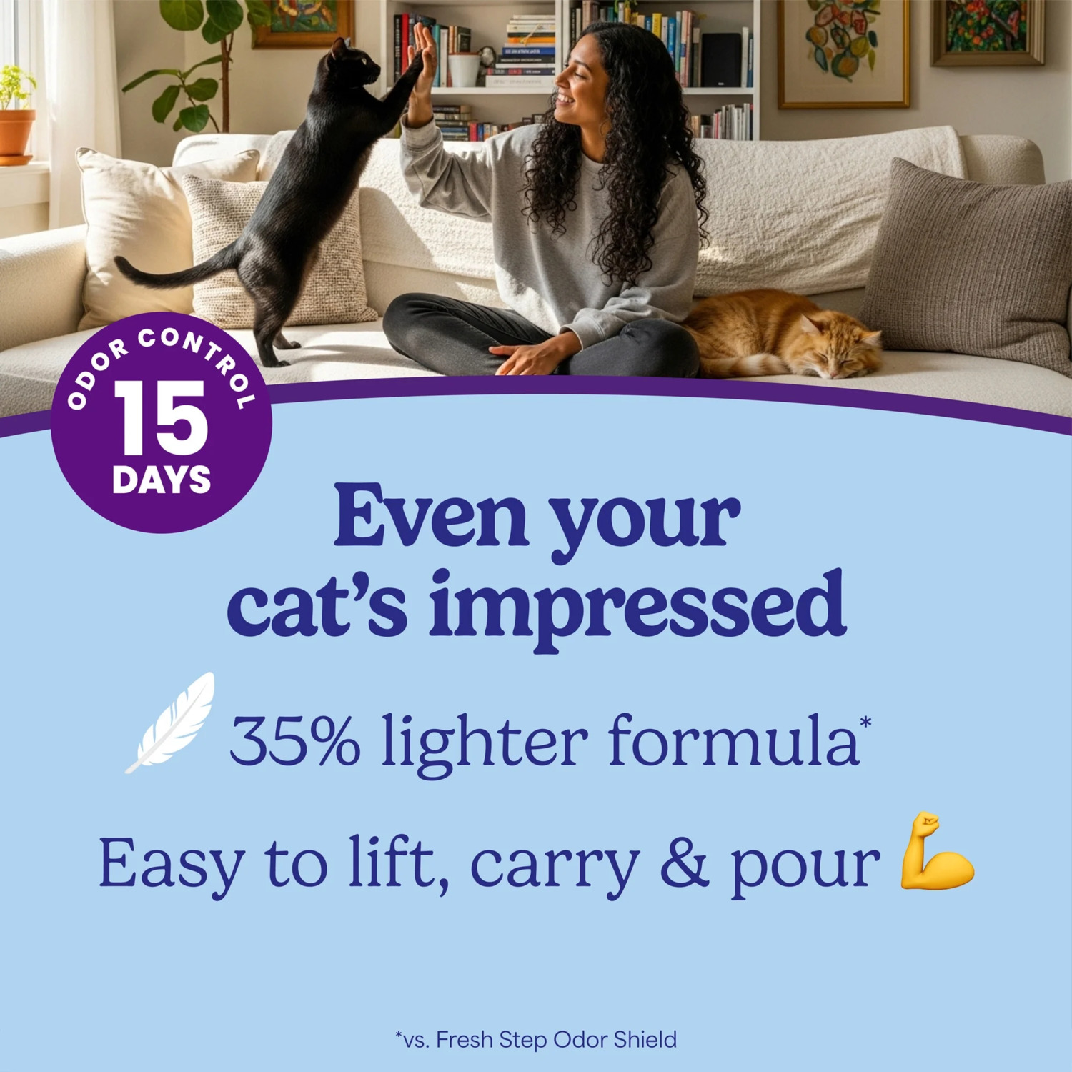 Fresh Step Odor Shield Light Weight Multi-Cat Clumping Cat Litter With Febreze Freshnees, 11.5-Lb