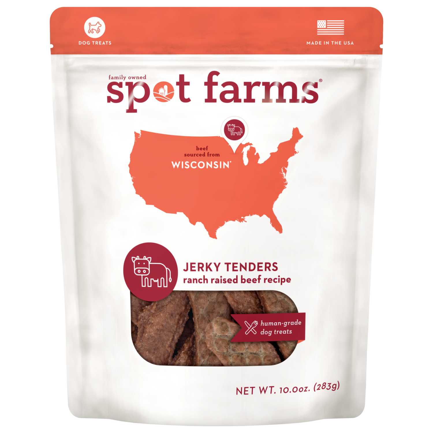 Spot Farms Basics Beef Jerky Tenders Natural Dog Treats, 10-Oz Bag