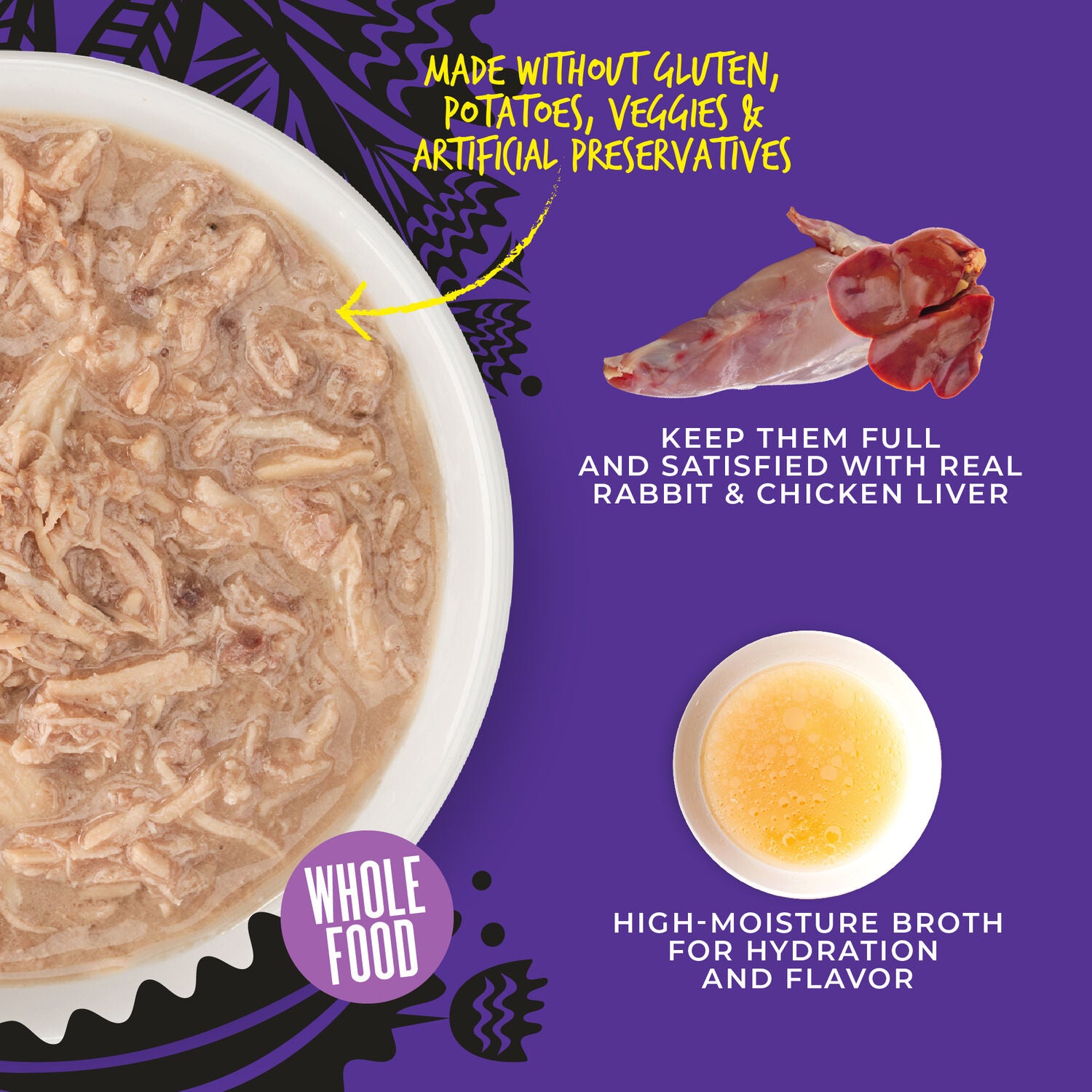 Tiki Cat After Dark Shreds Whole Foods Wet Cat Food, Rabbit & Chicken Liver, 3 Oz. Can