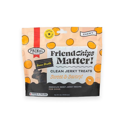 Primal Friend Chips Matter! Chewy Beef Jerky Dog Treats