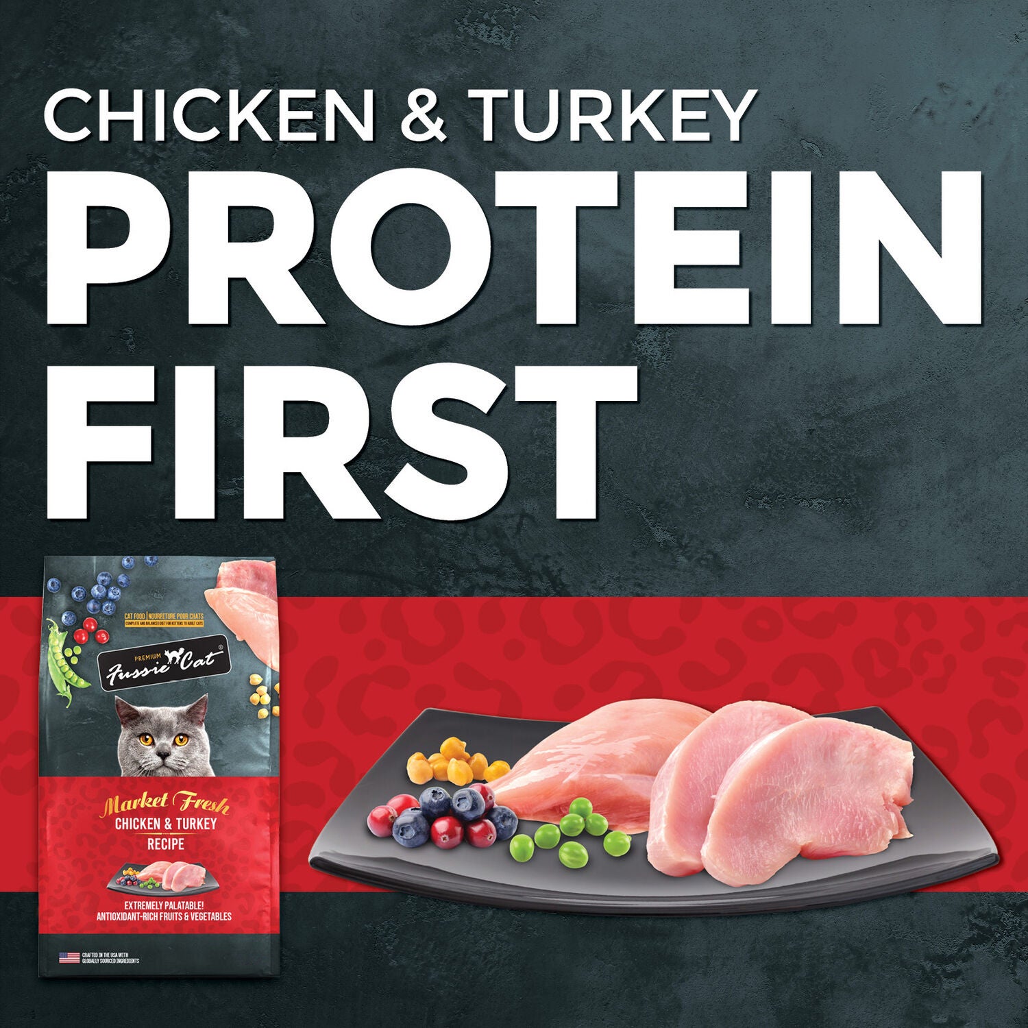 Fussie Cat Market Fresh Chicken & Turkey Recipe Grain Free Dry Cat Food, 10Lb