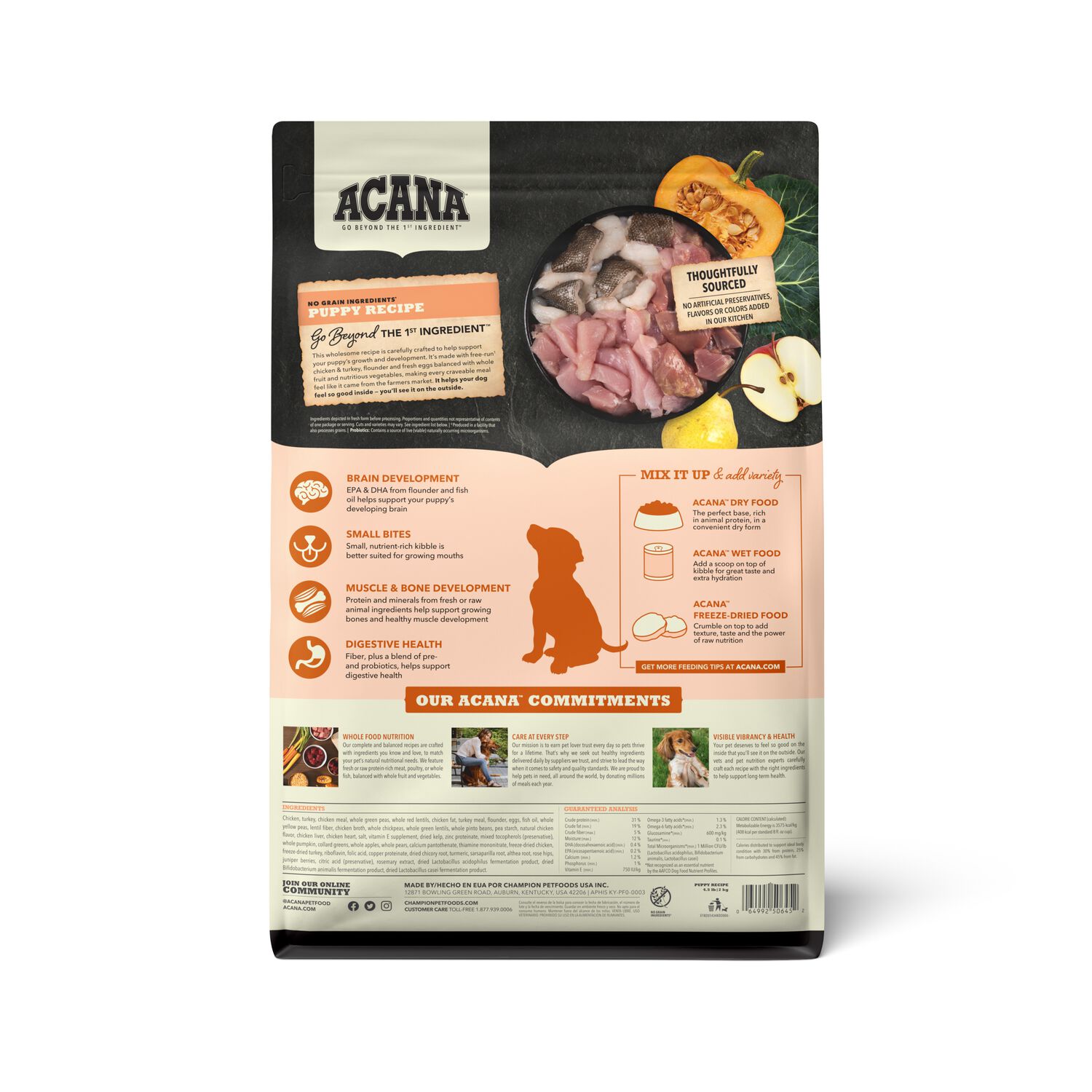 Acana Grain-Free Dry Dog Food, Puppy Recipe, 4.5-Lb Bag
