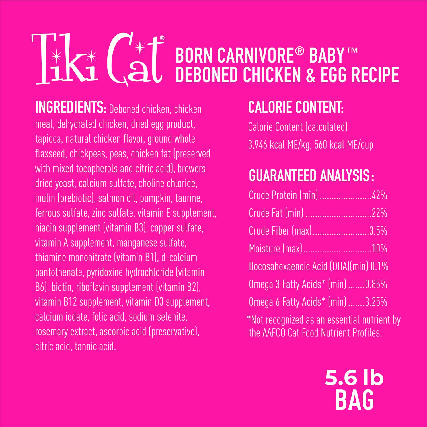 Tiki Cat Born Carnivore Baby Kitten Health Dry Cat Food, Chicken & Egg, 5.6-Lb Bag