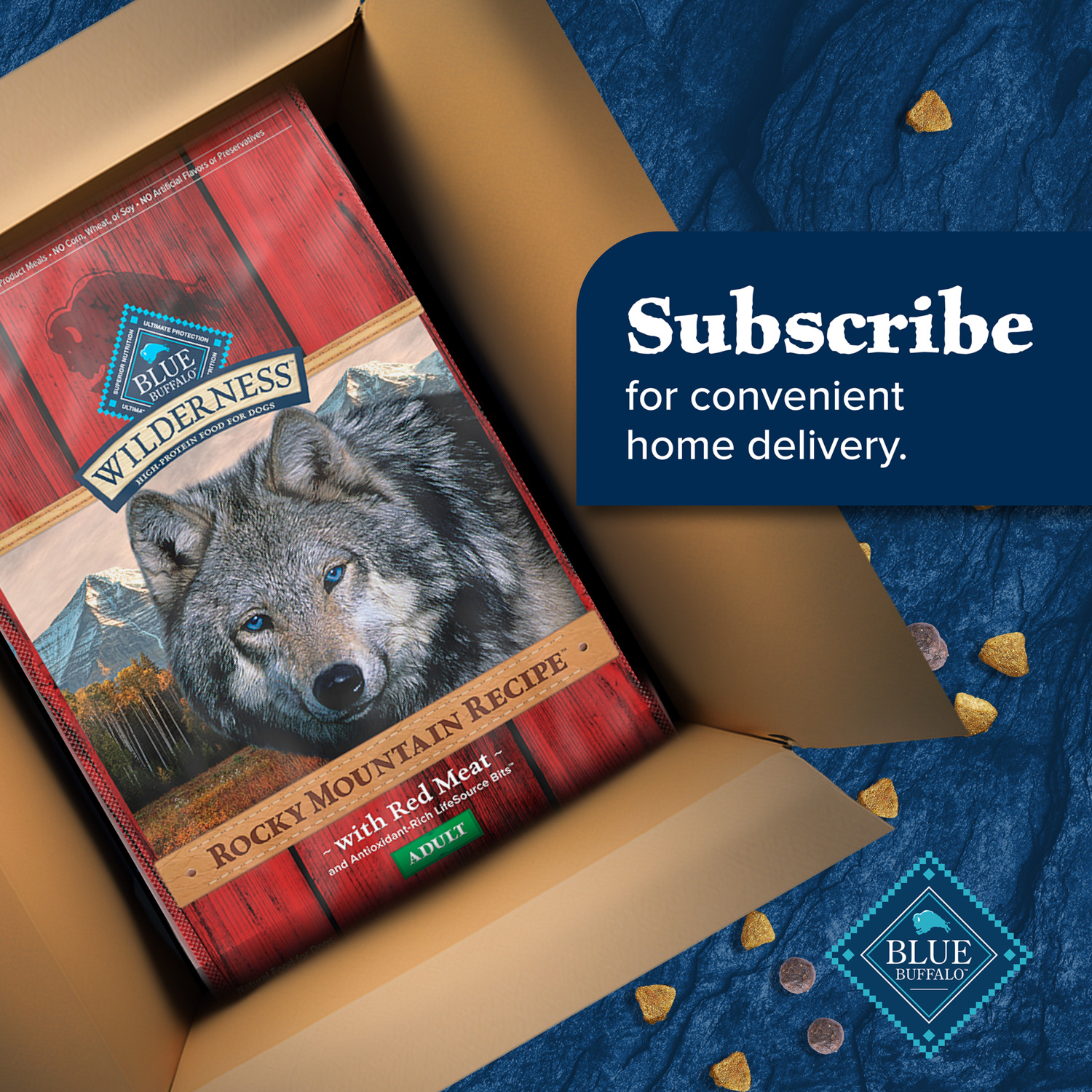 Blue Buffalo Wilderness Red Meat & Grains Rocky Mountain Recipe High-Protein Large Breed Adult Dry Dog Food, 22Lb