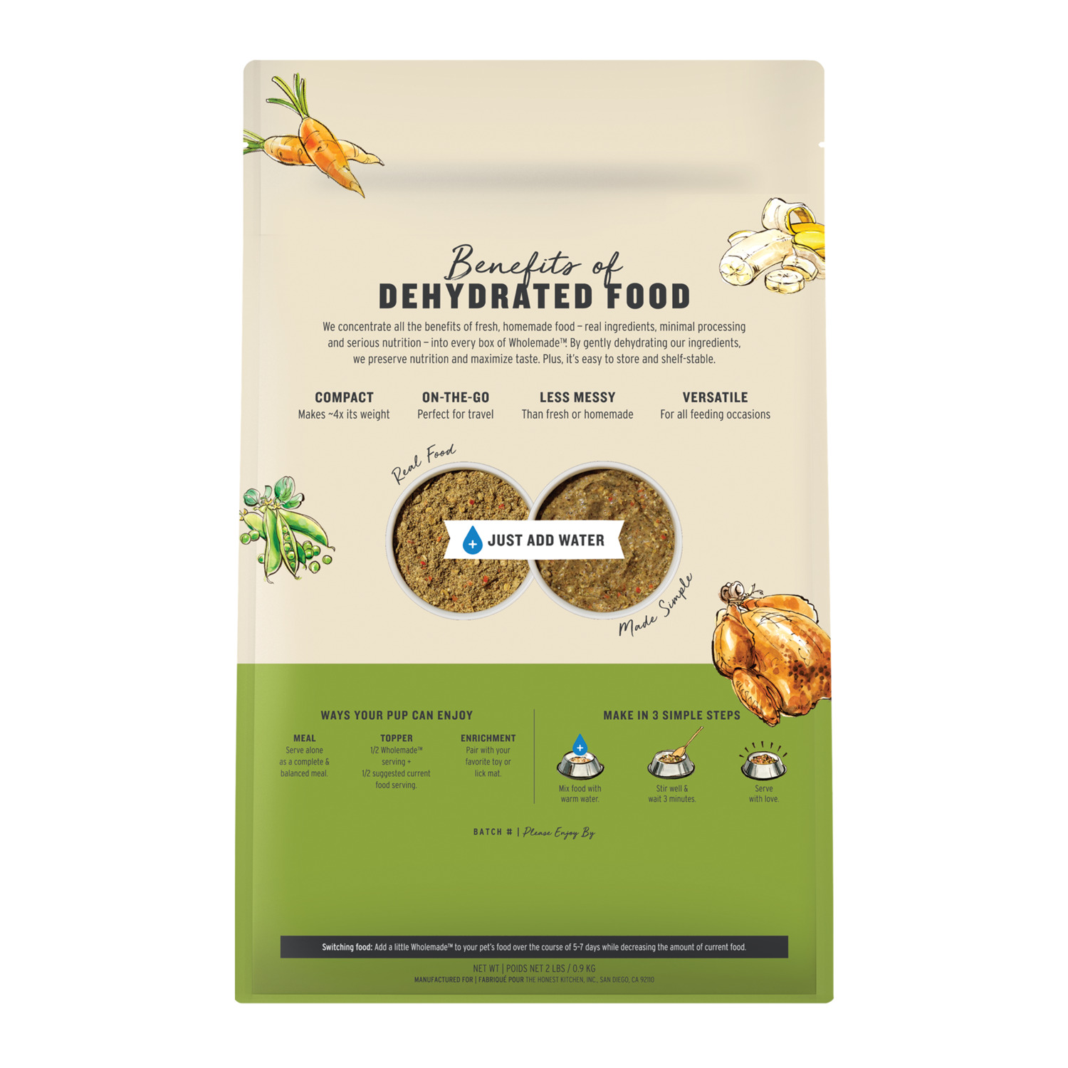 The Honest Kitchen Wholemade Whole Grain Chicken Recipe Dehydrated Dog Food, 1.5-Oz