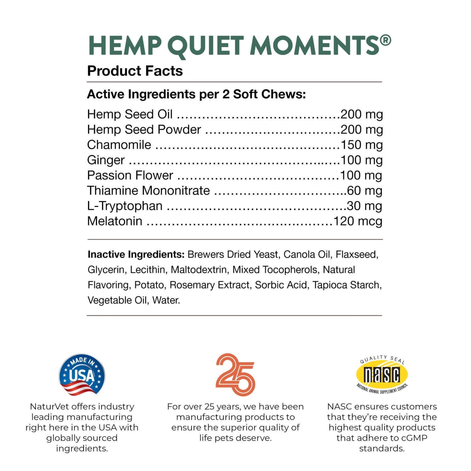 Naturvet Hemp Quiet Moments Calming Aid Soft Chews For Dogs