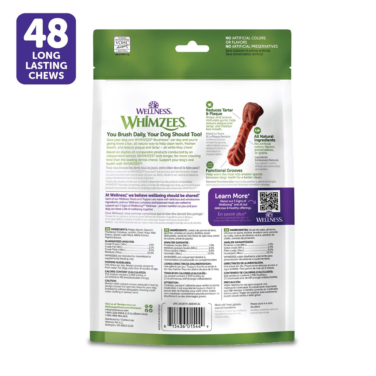 Whimzees Breshzees Grain-Free Dog Dental Treats, Xs For Dogs 5-15 Lbs, 48-Ct