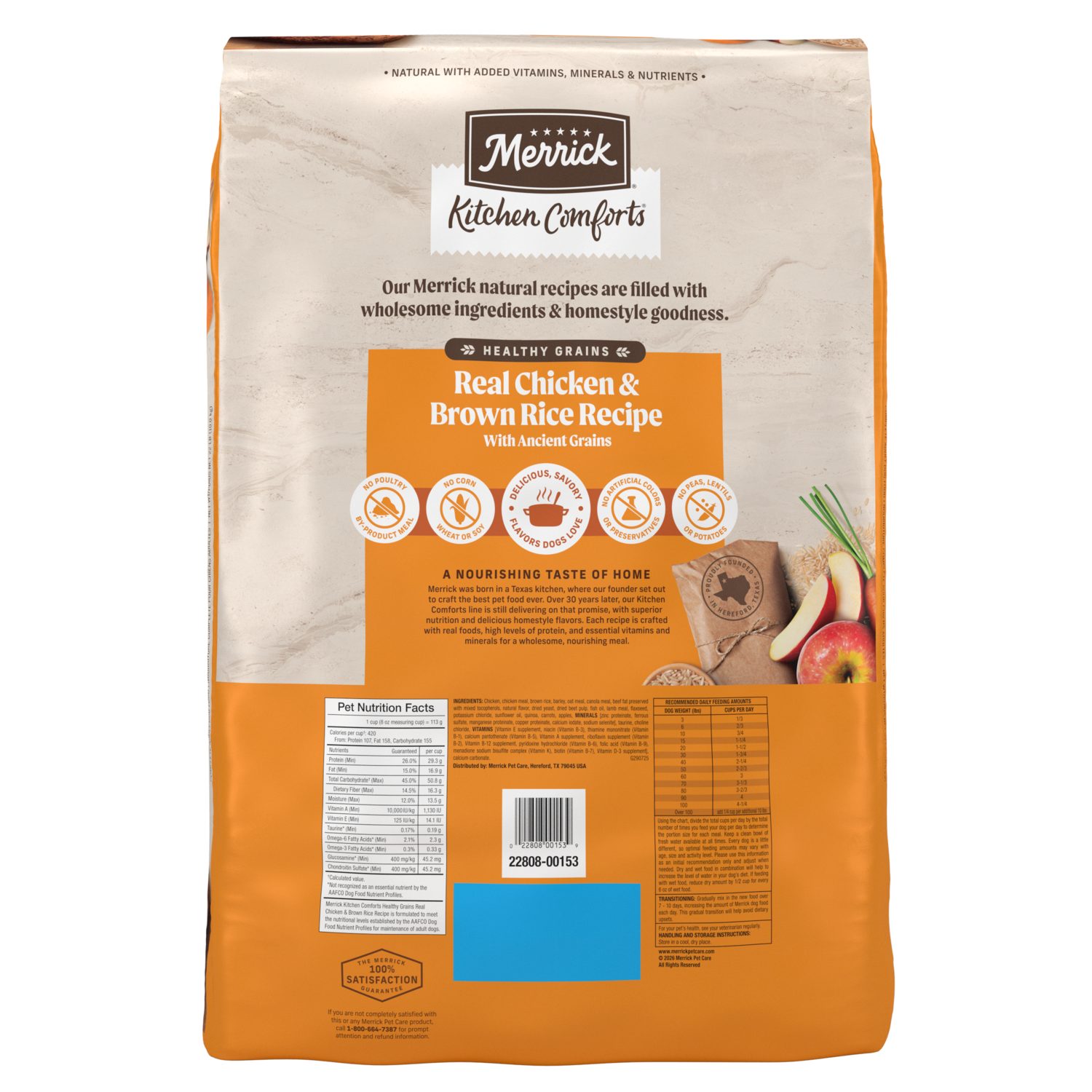 Merrick Kitchen Comforts Premium Adult Dry Dog Food With Ancient Grains,  Real Chicken And Brown Rice Recipe, 22-Lb Bag