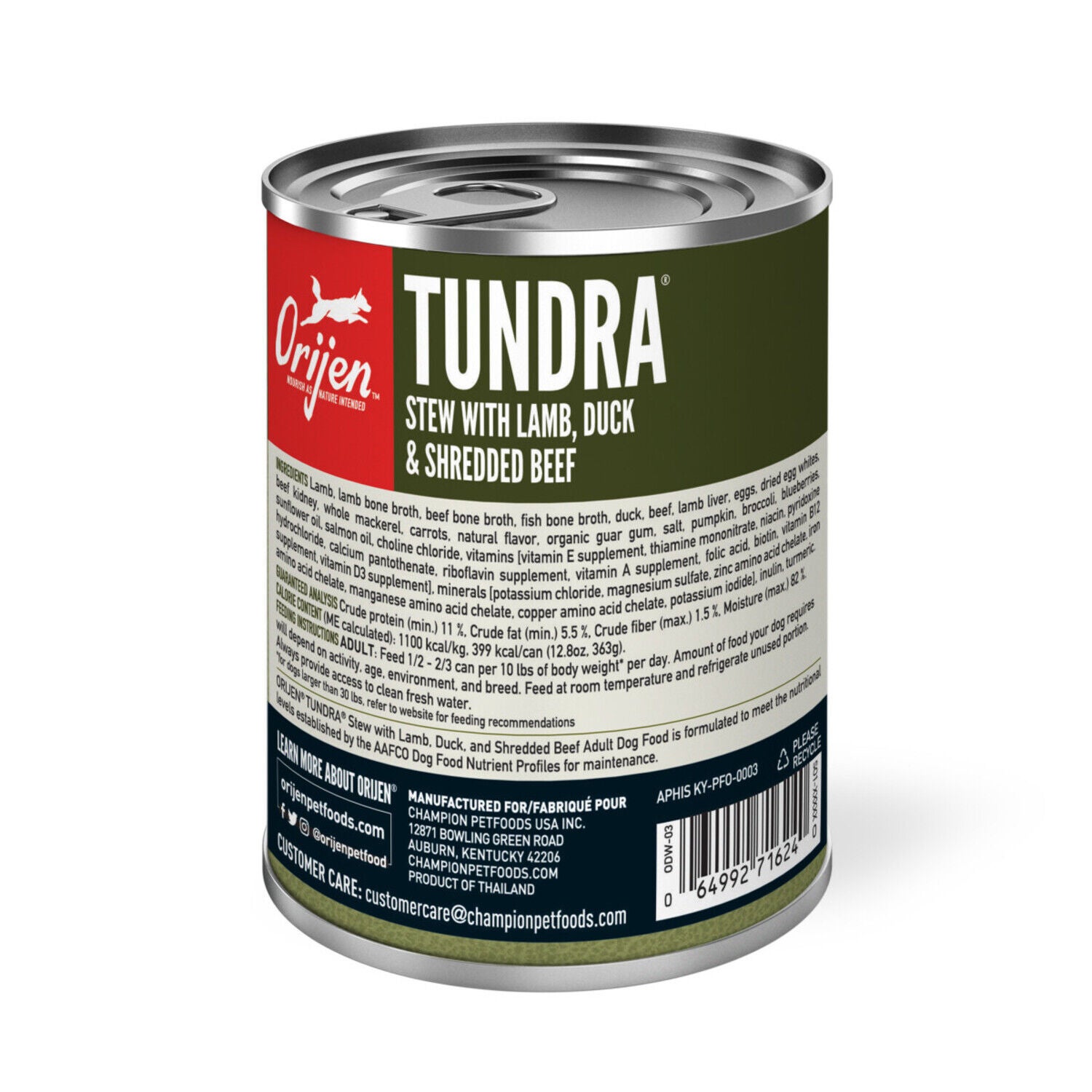 Orijen Real Meat Shreds Wet Dog Food, Tundra Stew Recipe, 12.8-Oz Cans