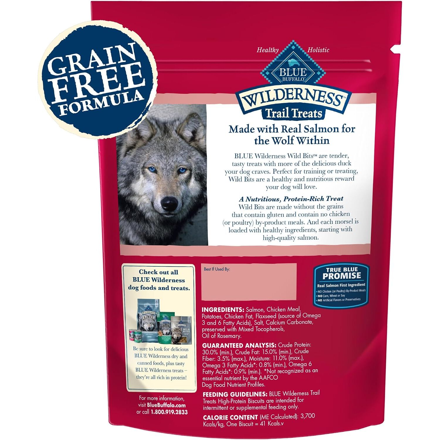 Blue Buffalo Wilderness Trail Treats Grain-Free Dog Treats, Wild Salmon Recipe, 4-Oz Bag