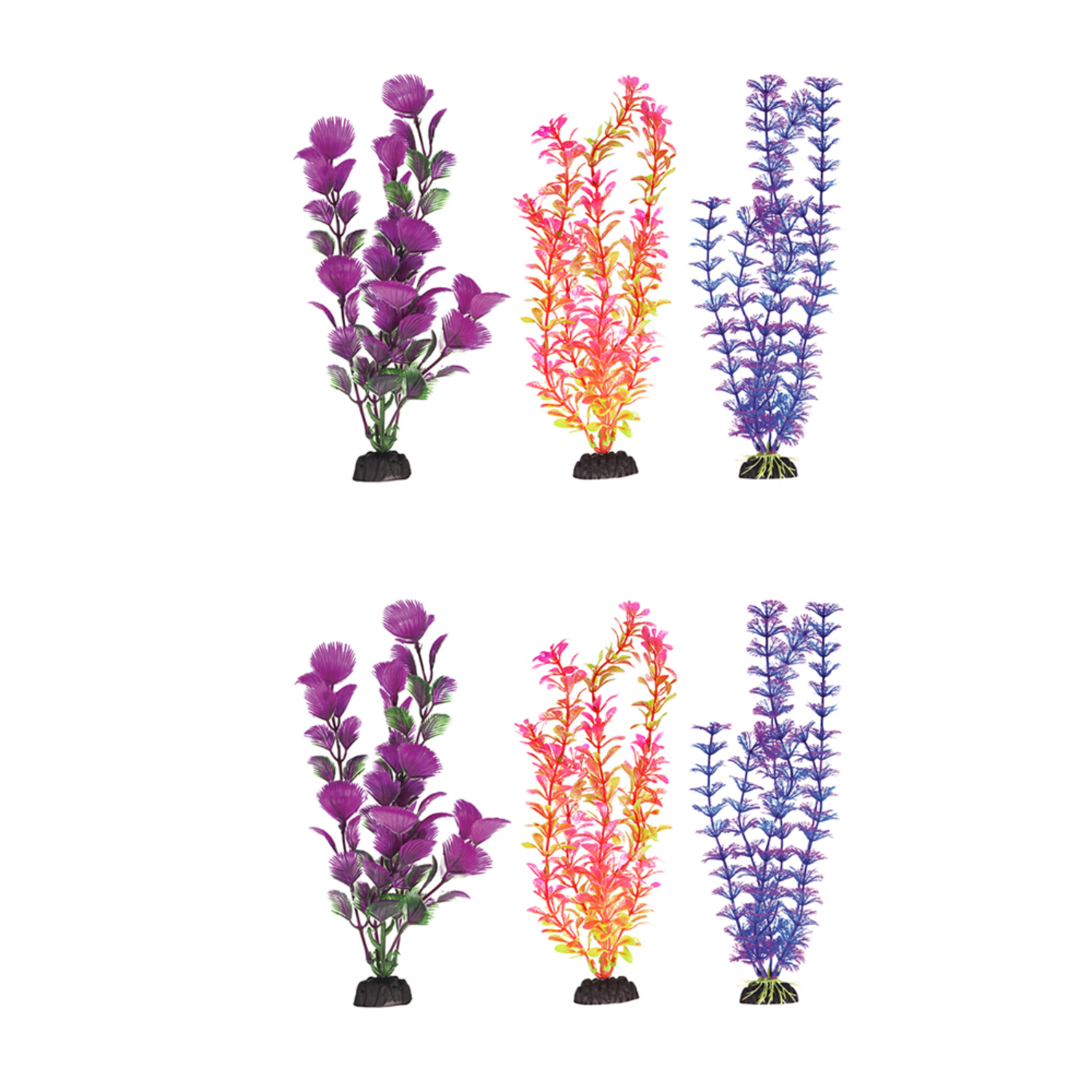 Penn Plax Colorful Aquarium Plastic Plant Pack, 4-Inch