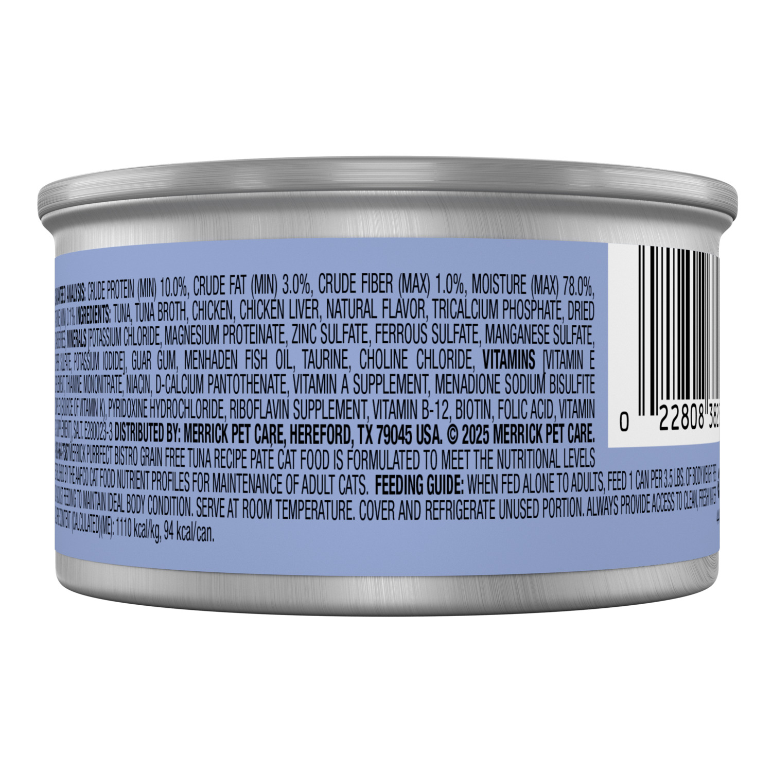 Merrick Purrfect Bistro Grain-Free Premium Soft Canned Pate Adult Wet Cat Food, High Protein Tuna Recipe, 3-Oz Can - Case Of 24