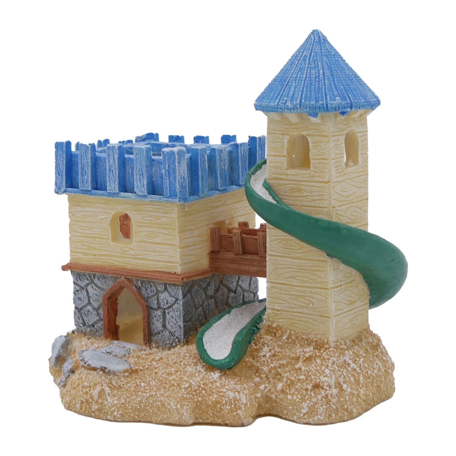 Penn-Plax Tide & Treasure Sand Castle Aquarium Decor With Slide