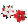 Fashion Pet Poinsettia Flowers Collar Slides, 2 Pc Red & White