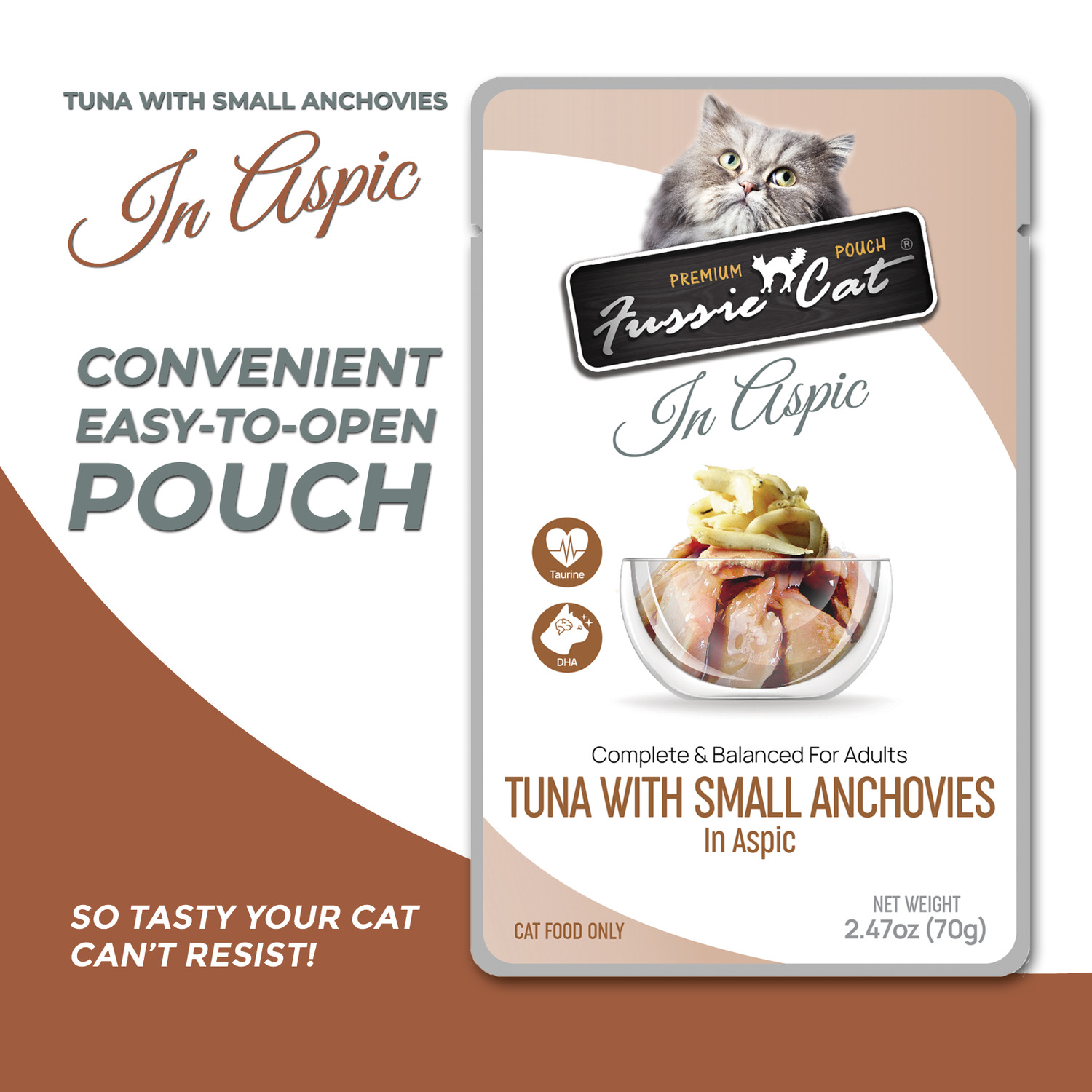 Fussie Cat Premium Tuna With Small Anchovies Wet Cat Food, 2.47 Oz