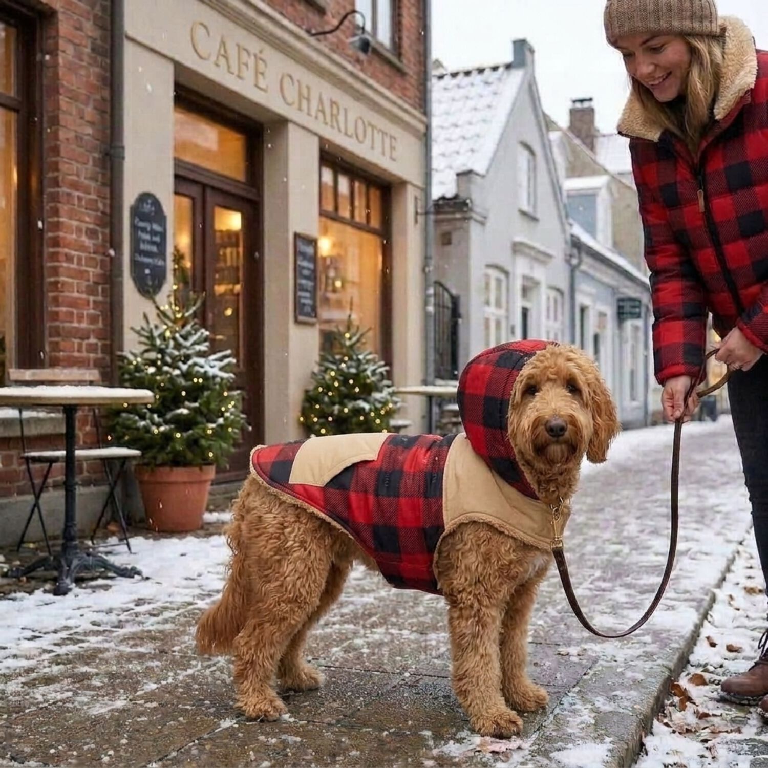 Aristopet Mix Media Buffalo Plaid Dog Jacket With Sherpa Lining, Extra Small