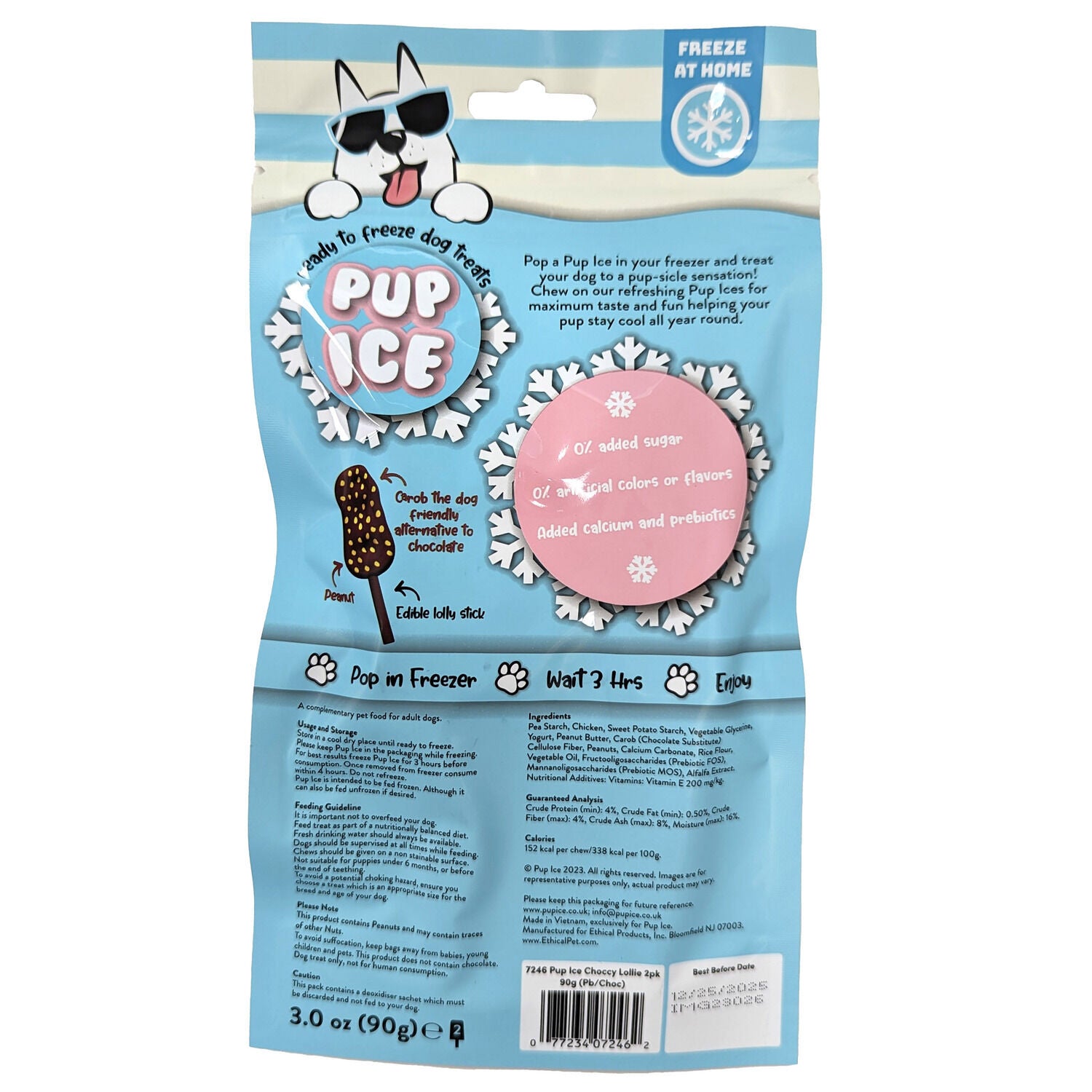 Pup Ice Choccy Lollies Ready To Freeze Dog Chew Treat, Peanut Butter And Chocolate, 2 Pack