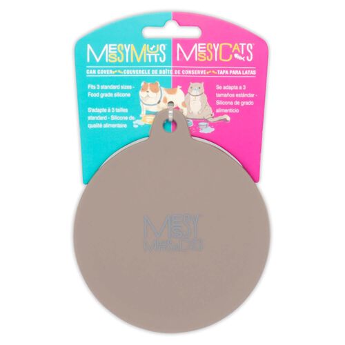 Messy Mutts Silicone Universal Dog & Cat Food Can Cover, Fits 3 Can Sizes, Grey