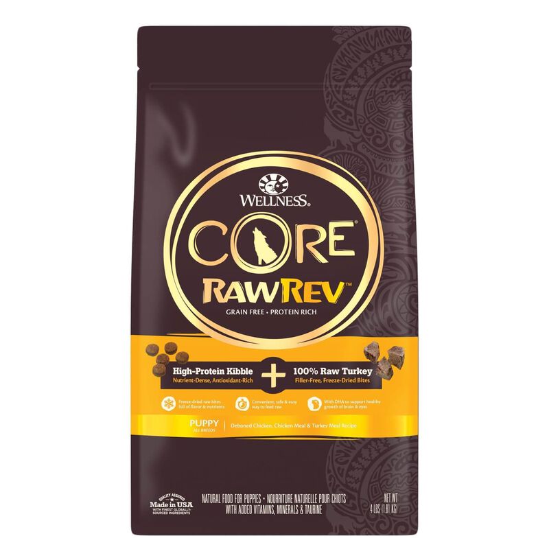 Wellness Core Raw Rev Grain Free Natural Dry Puppy Food, Puppy Deboned Chicken & Turkey With Freeze Dried Turkey Recipe image number 1