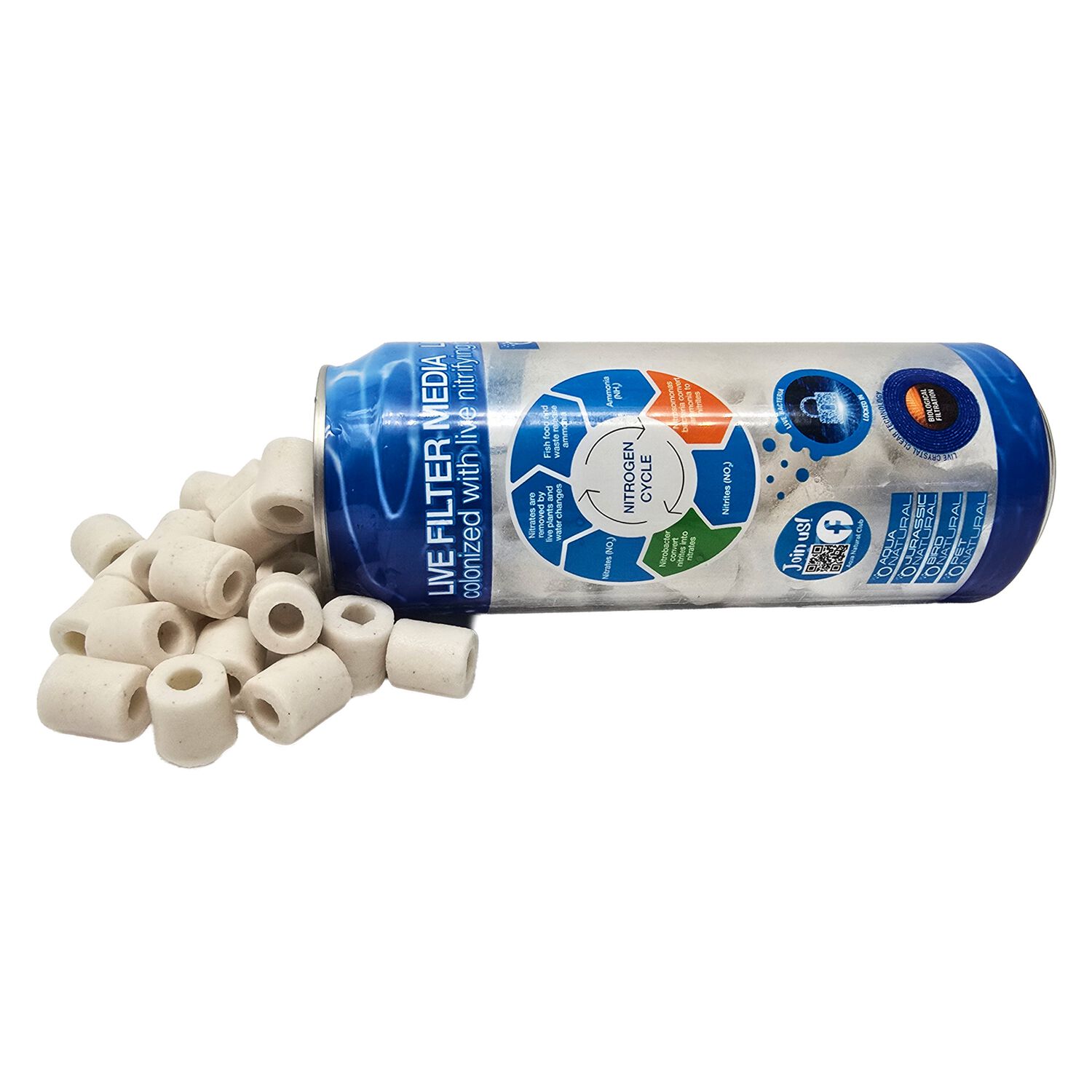 Aqua Natural Live Media Quartz Rings Aquarium Filter Media Fish & Aquatic Habitat, 17-Fl-Oz