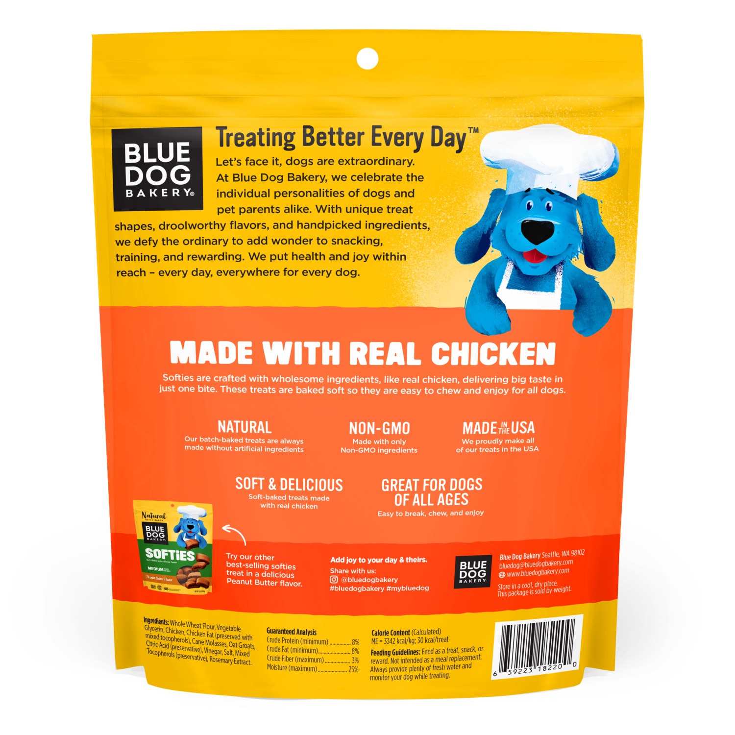 Blue Dog Bakery Softies Chewy Chicken Flavor Dog Treats, 16-Oz Bag