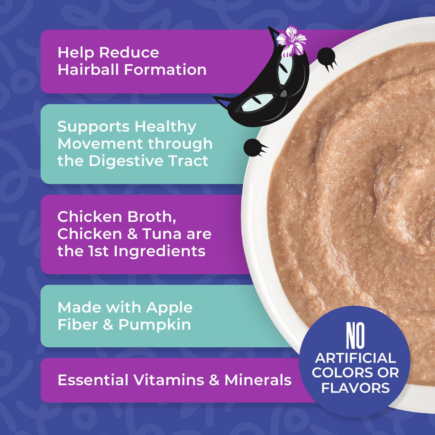 Tiki Cat Velvet Mousse Wet Cat Food, Hairball Control, Chicken & Tuna Recipe In Broth, 2.8-Oz Pouch