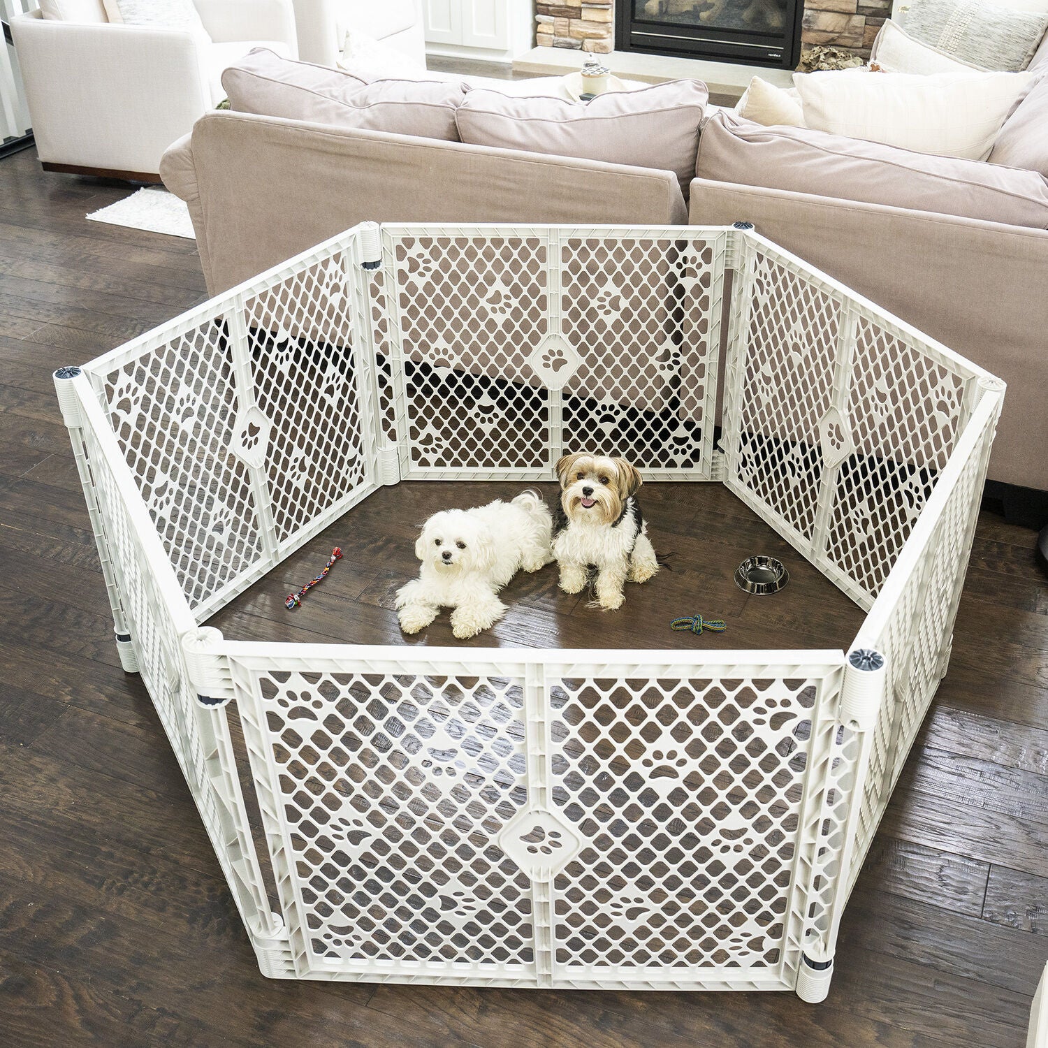 Mypet Paws Petyard 6-Panel Dog Exercise Pen, 26" High - Gray