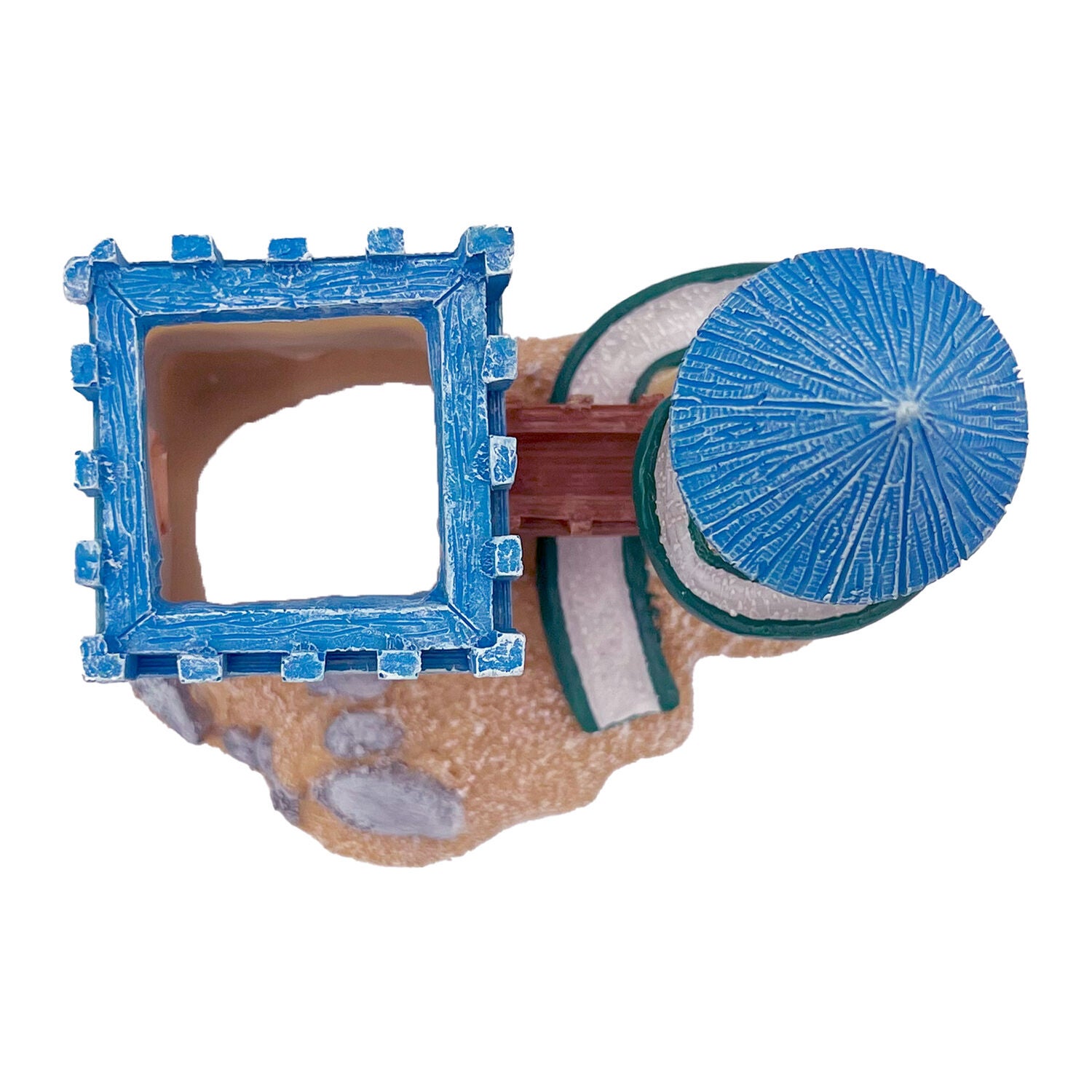 Penn-Plax Tide & Treasure Sand Castle Aquarium Decor With Slide