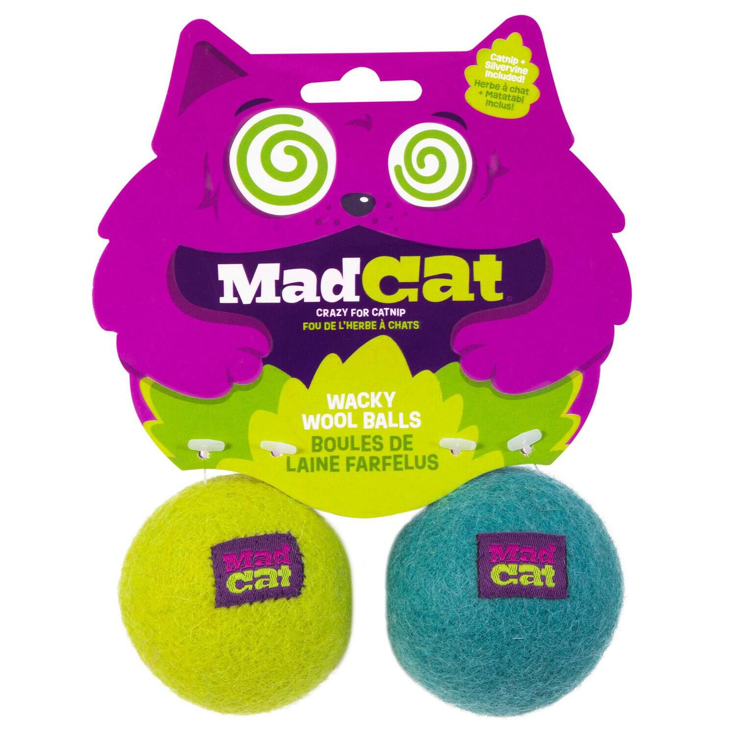 Mad Cat Wacky Wool Balls Catnip Cat Toy, 2 Pack | Pet Supermarket