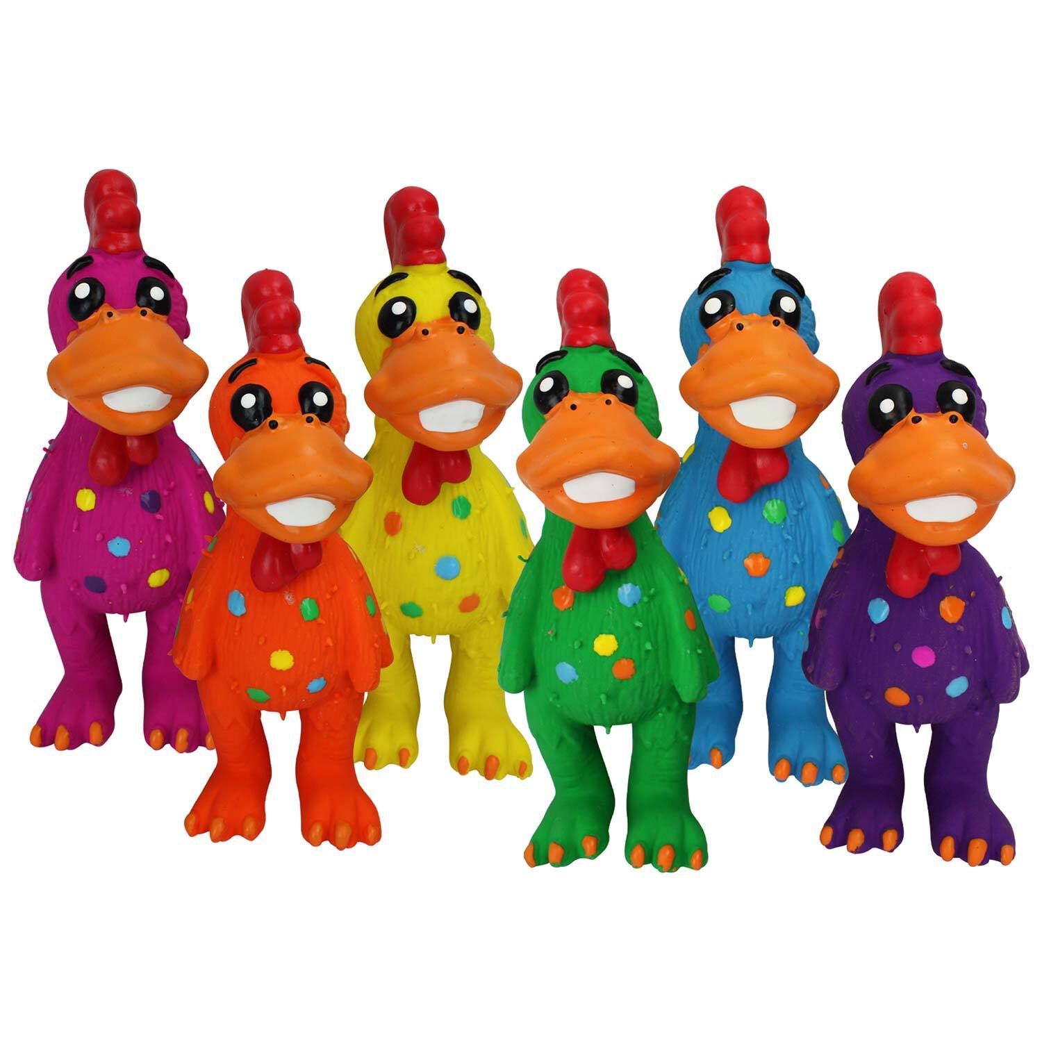 Multipet Globken Latex Chicken Squeaky Dog Toy, Assorted Colors