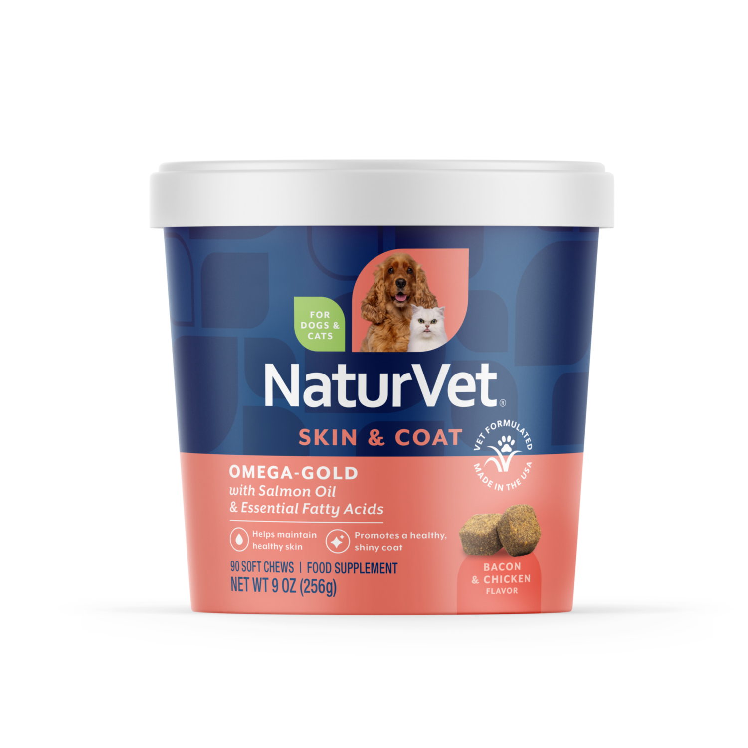 Naturvet Omega-Gold Plus Salmon Oil Skin & Coat Soft Chew Supplements For Dogs & Cats