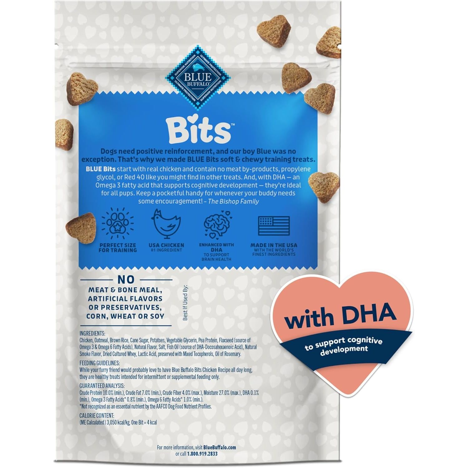 Blue Buffalo Blue Bits Soft-Moist Training Tasty Chicken Recipe Dog Treats, 4-Oz