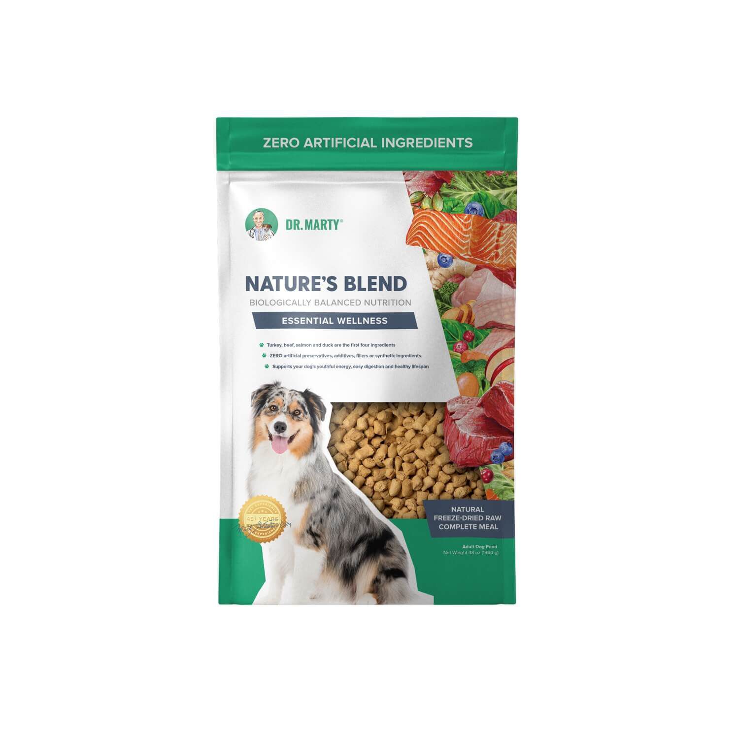 Dr. Marty Nature S Blend Essential Wellness Natural Freeze Dried Raw Adult Dog Food 48oz Pet Supermarket