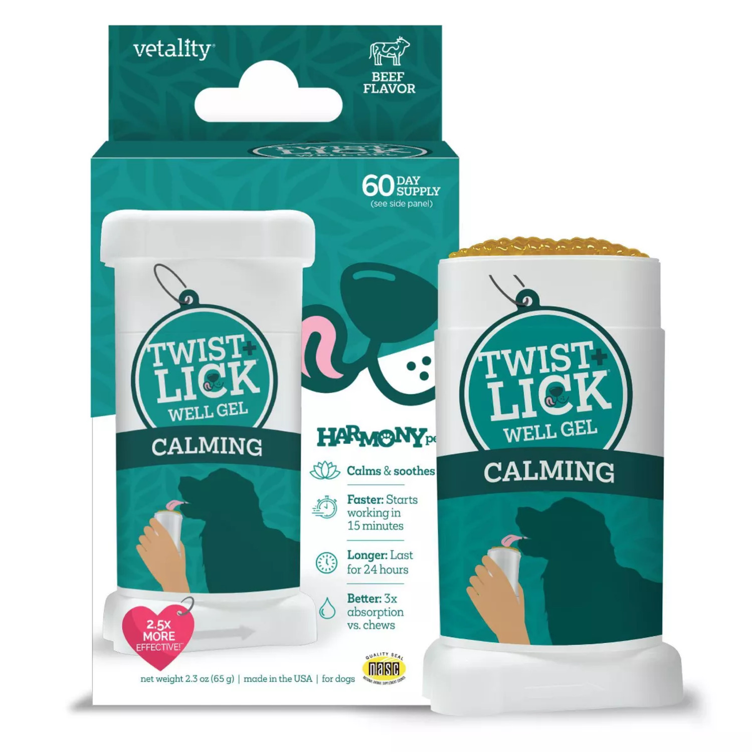 Vetality Twist & Lick Calming Well Gel Lickable Dog Supplement, 2.3-Oz