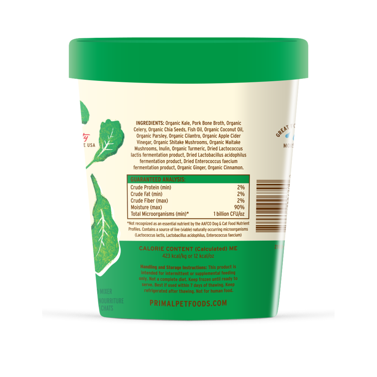 Primal Frozen Fresh Topper - Power Greens Dog & Cat Food Topper, 16-Oz Bag