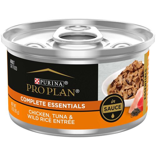 Purina Pro Plan Complete Essentials Wet Cat Food, Chicken, Tuna & Wild Rice Entree In Sauce