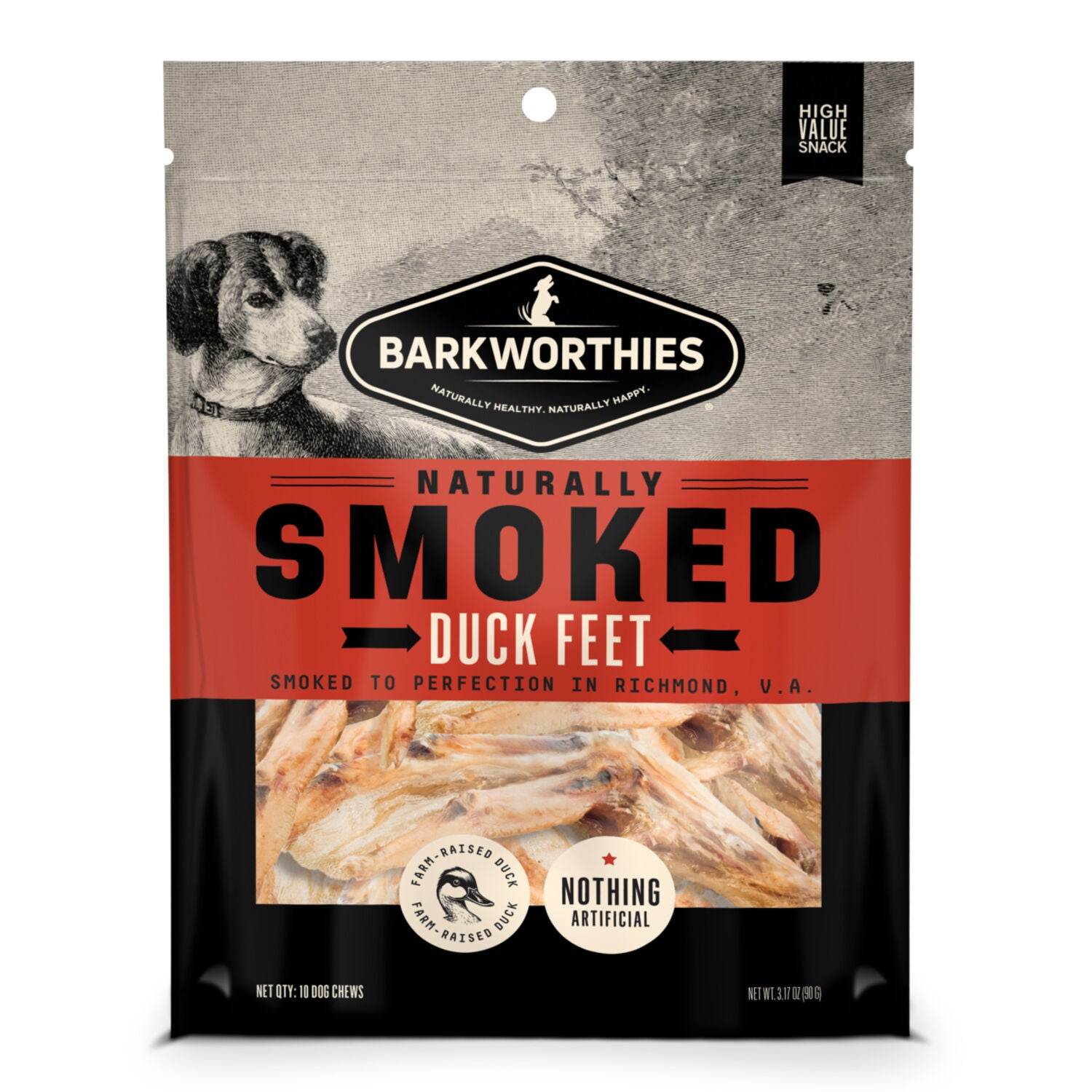 Barkworthies Smoked Duck Feet Natural Dog Treat