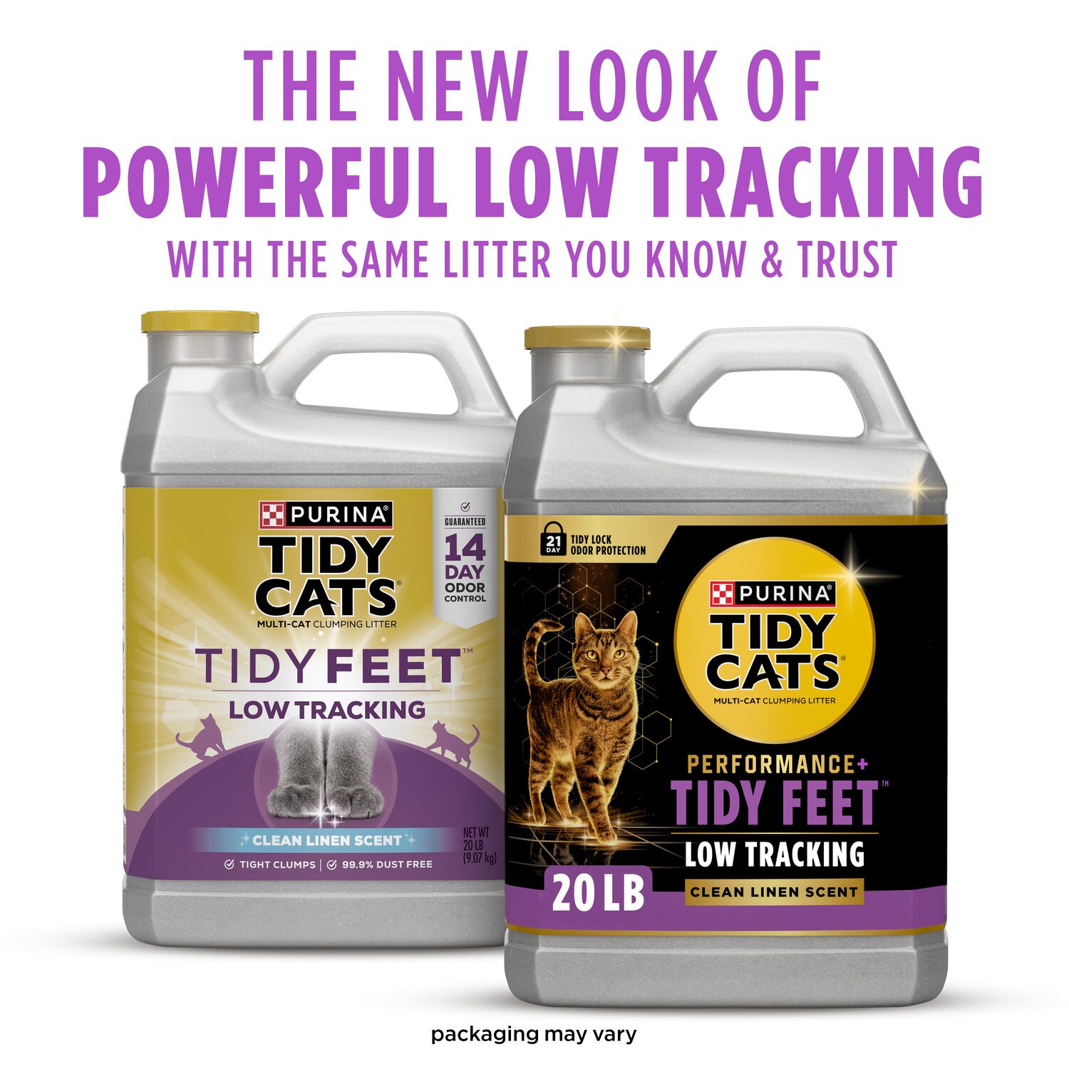 Tidy Cats Performance Plus Tidy Feet Low Tracking Scented Clumping Multi-Cat Litter, Clean Linen Scent, 20-Lb Jug