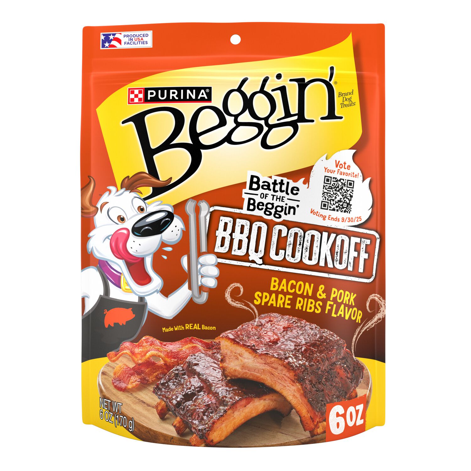 Purina Beggin&rsquo; Strips Bacon & Pork Spare Ribs Flavor Dog Treats, 6-Oz.