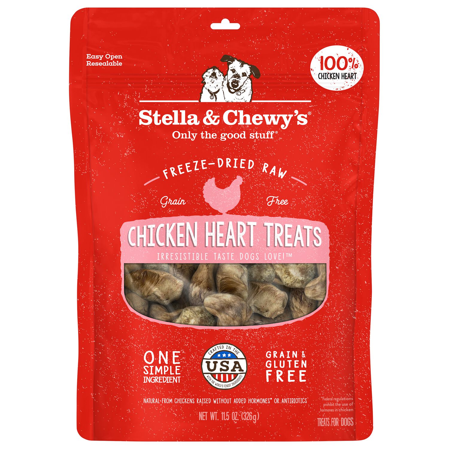Stella & Chewy's Chicken Heart&nbsp;Freeze-Dried Raw Dog Treats, 11.5-Oz. Bag