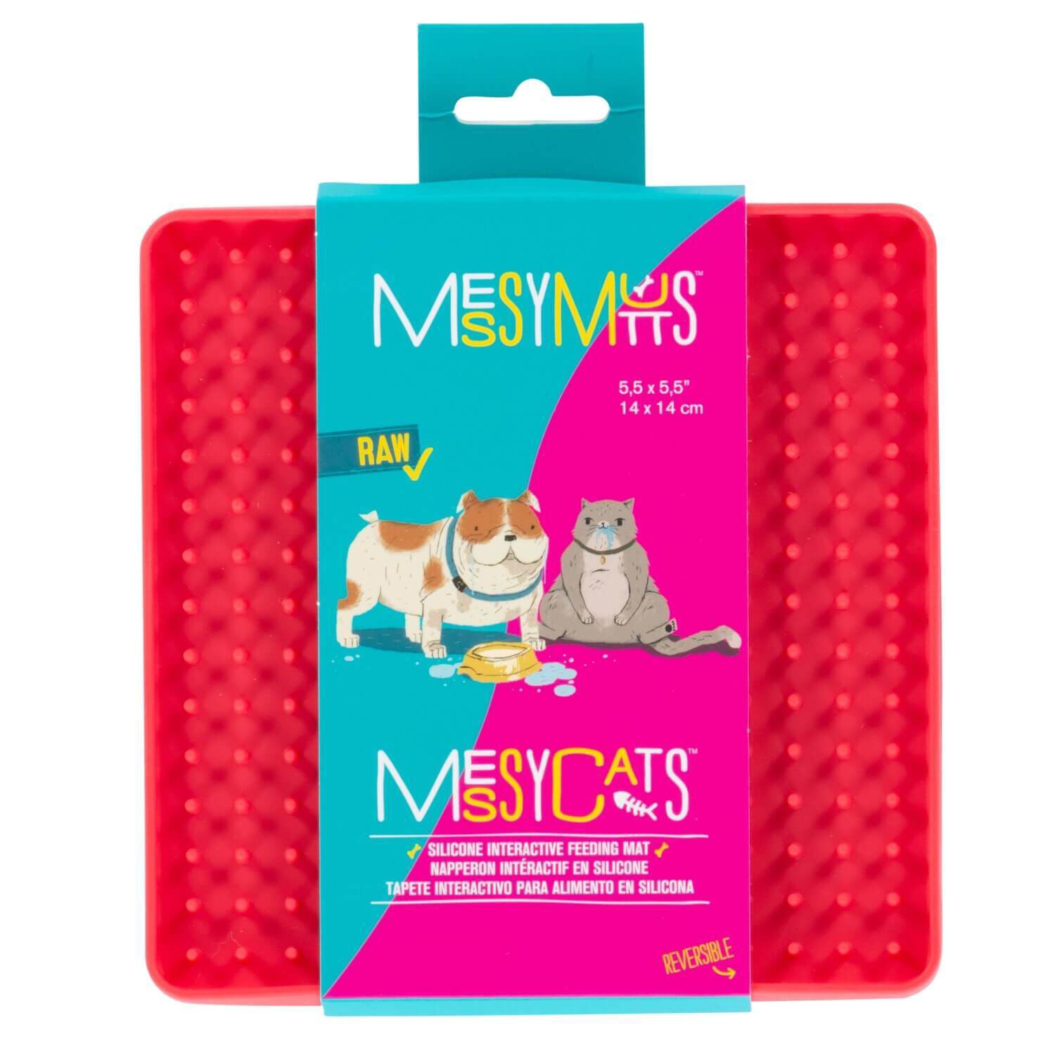 Messy Mutts Silicone Reversible Interactive Feeding And Licking Mat For Cats And Dogs, 5.5"