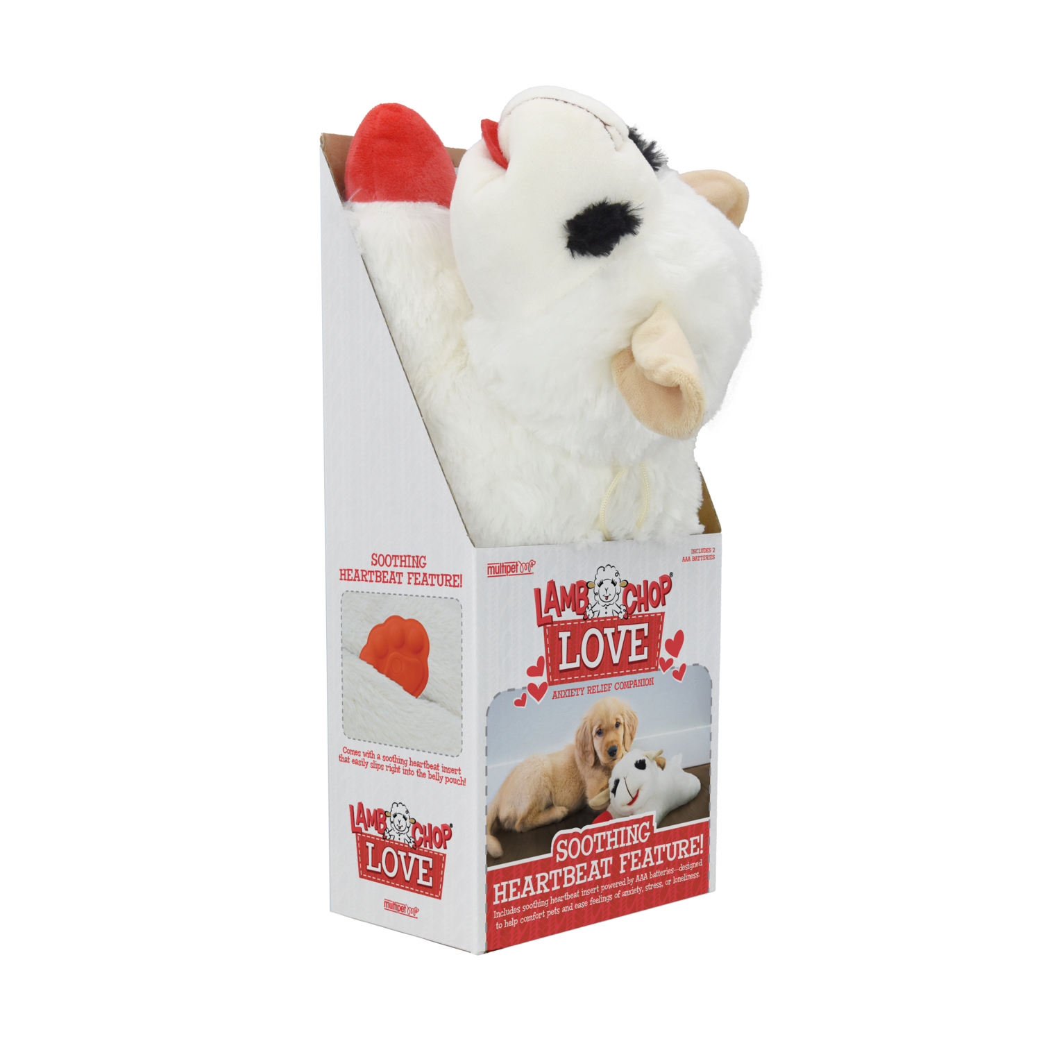 Multipet Lamb Chop Love Heartbeat Anxiety Relief Plush Dog Toy
